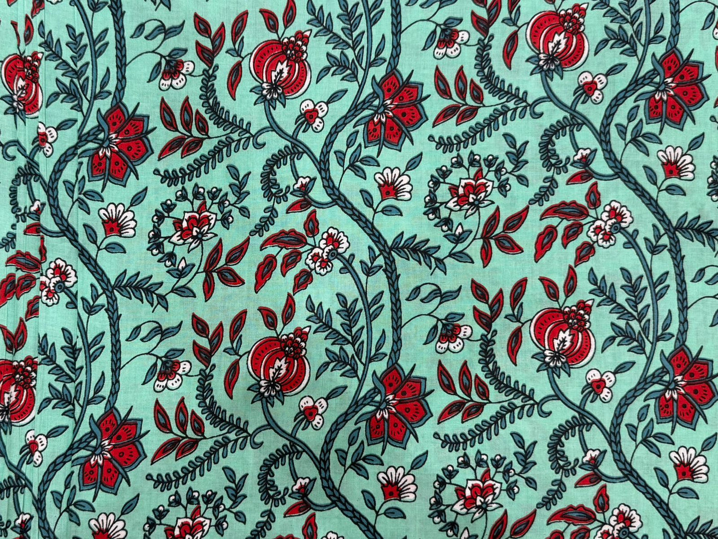 Sea Green Flora Cotton Fabric