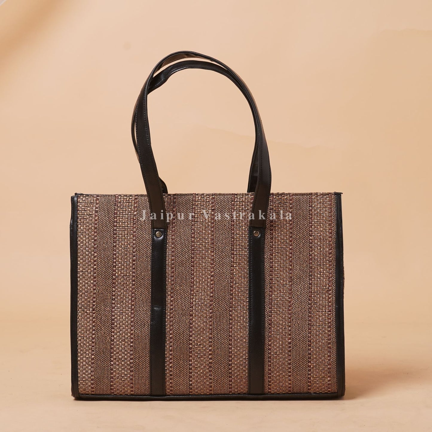 Jute Brown Hand Bag with Pouch
