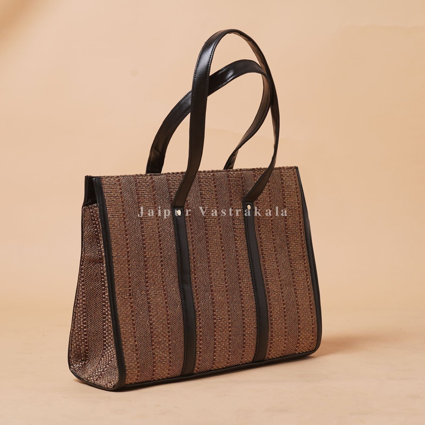 Jute Brown Hand Bag with Pouch