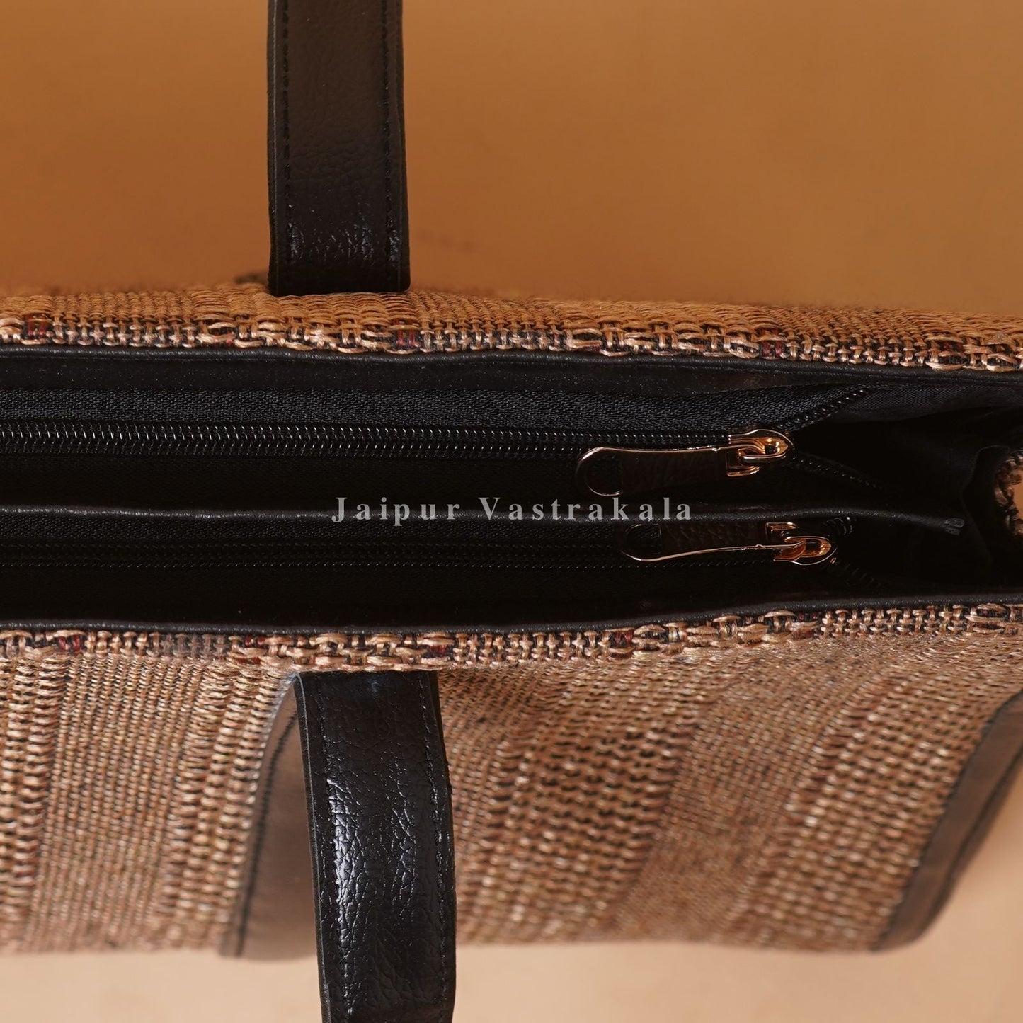Jute Brown Hand Bag with Pouch