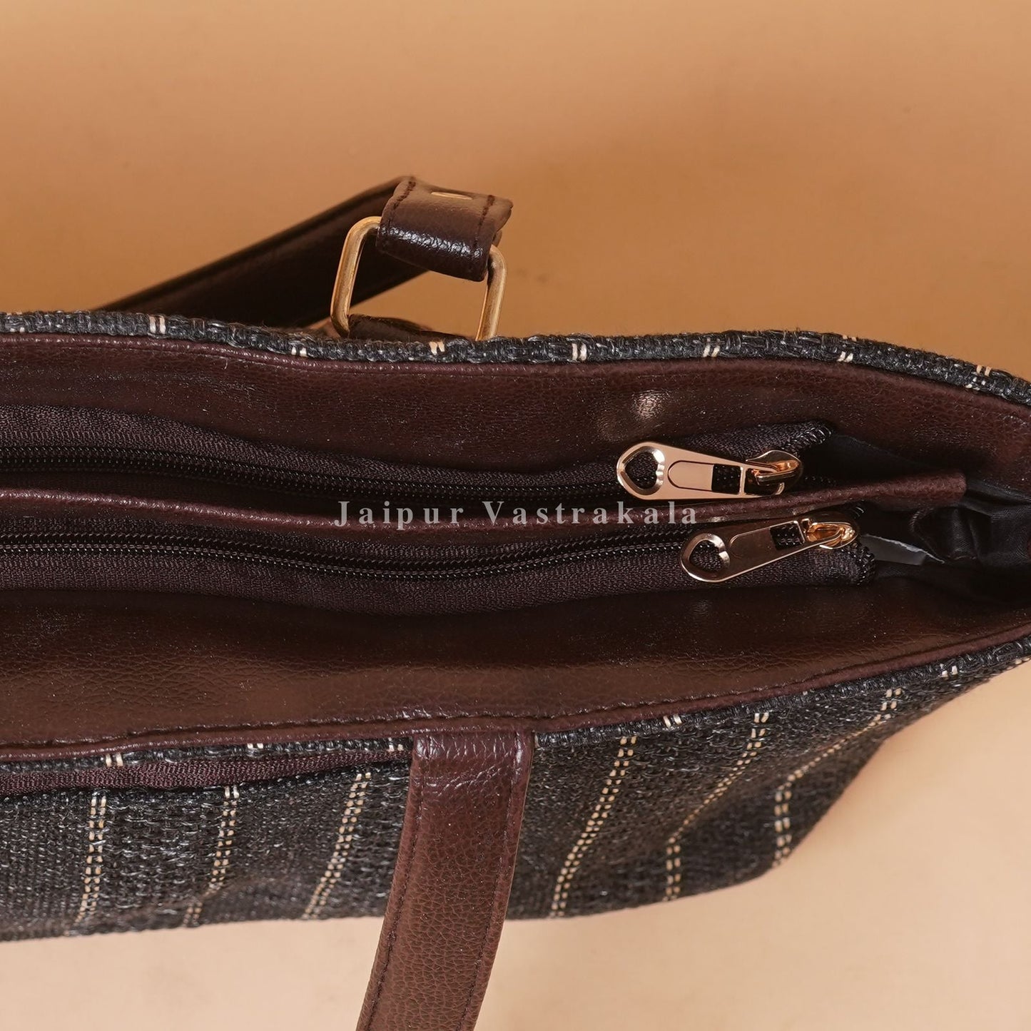 Black Jacquard Hand Bag