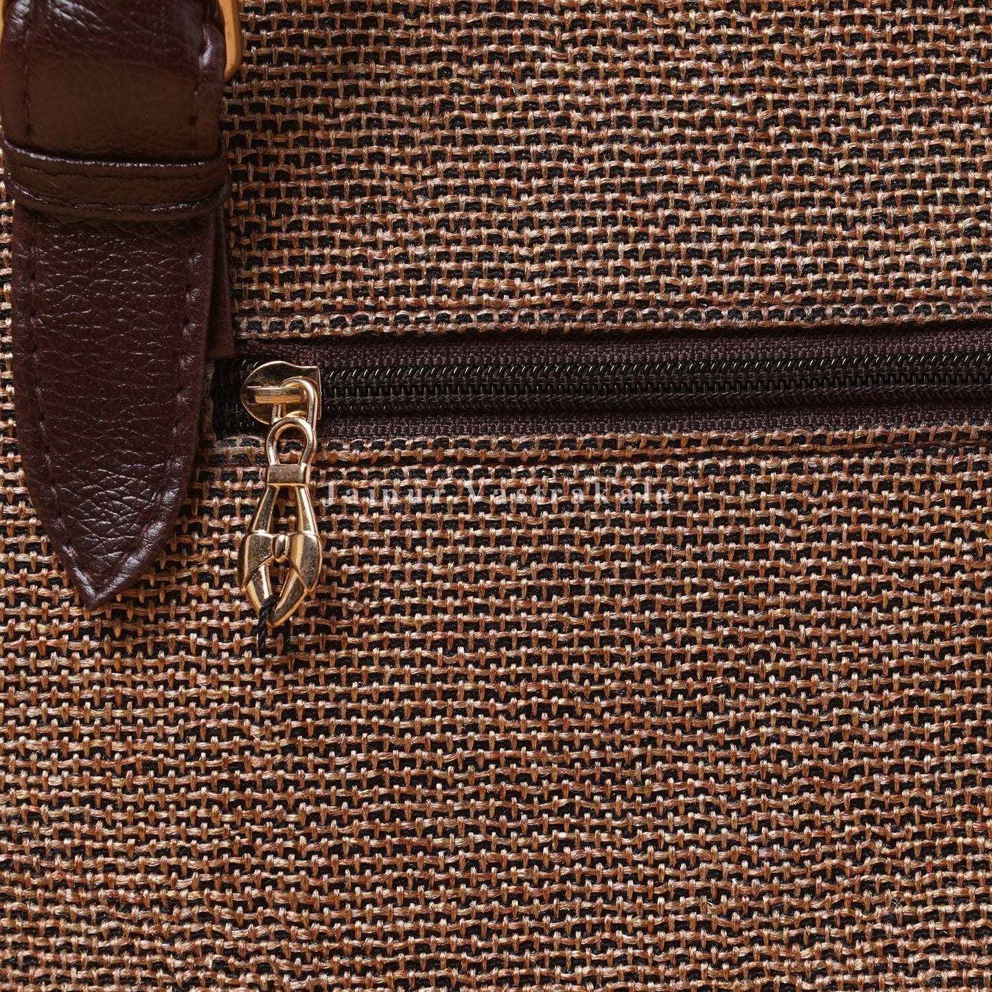 Jute Brown Hand Bag with Pouch