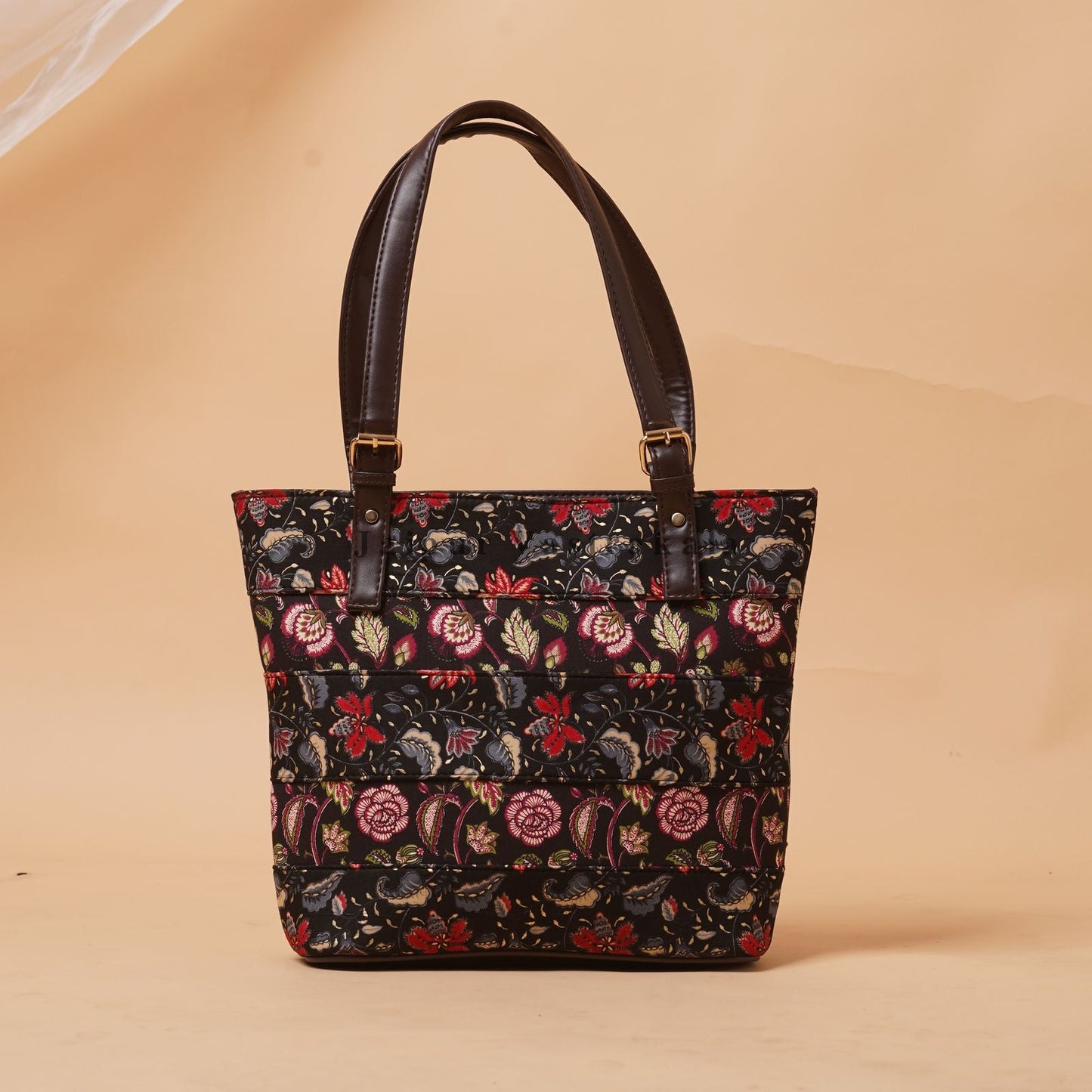 Black Flora Patch Tote Bag