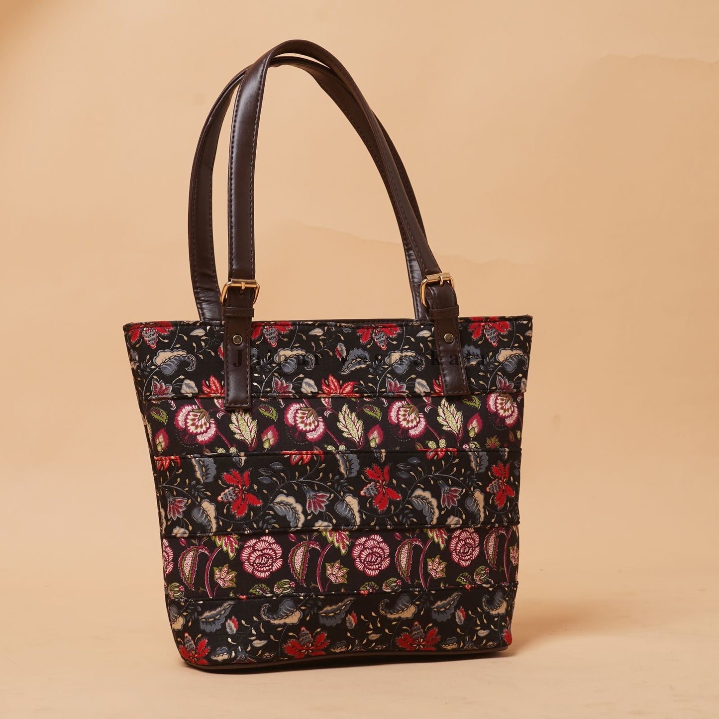 Black Flora Patch Tote Bag