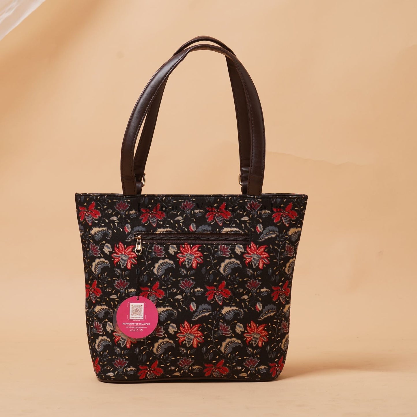 Black Flora Patch Tote Bag