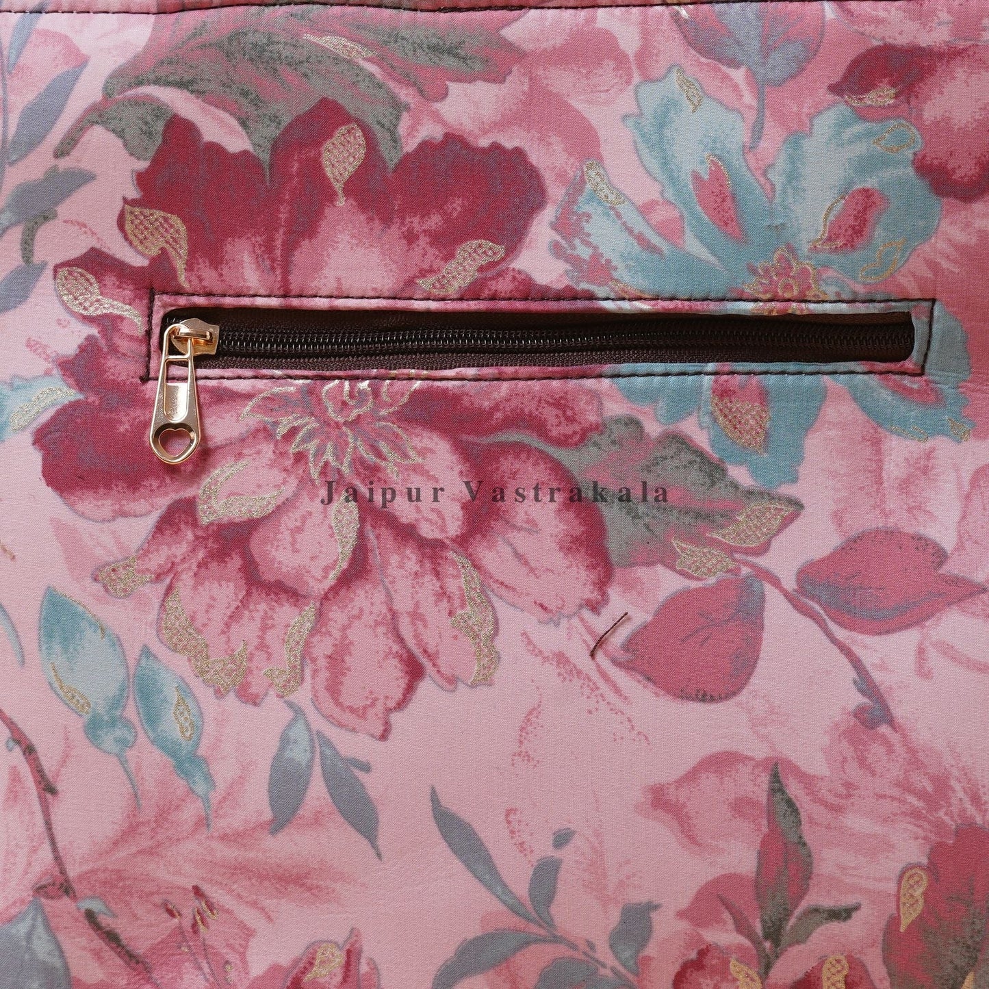 Pink Sky Floral Hand Bag with Pouch