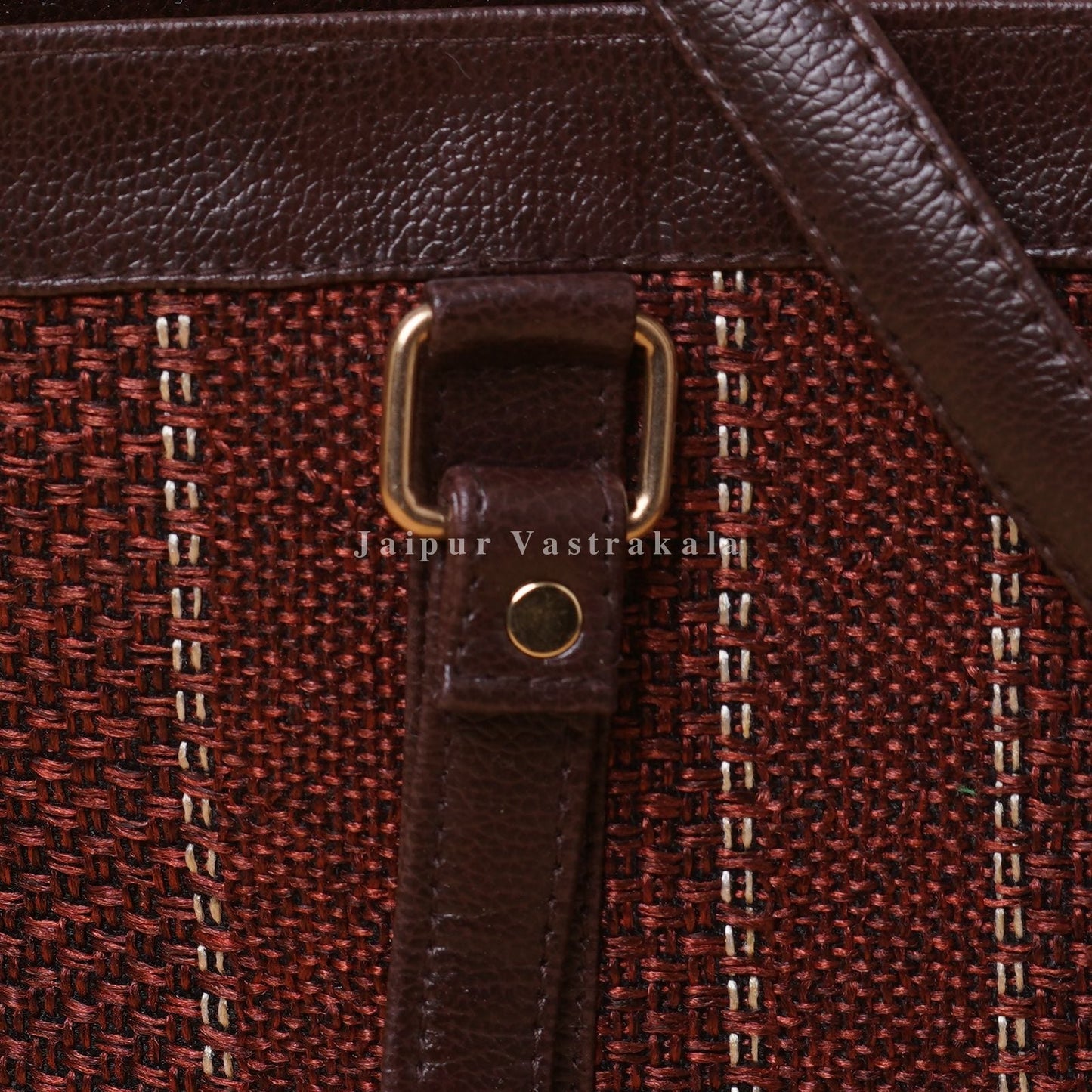 Burgundy Jacquard Leather Wrap Laptop Bag