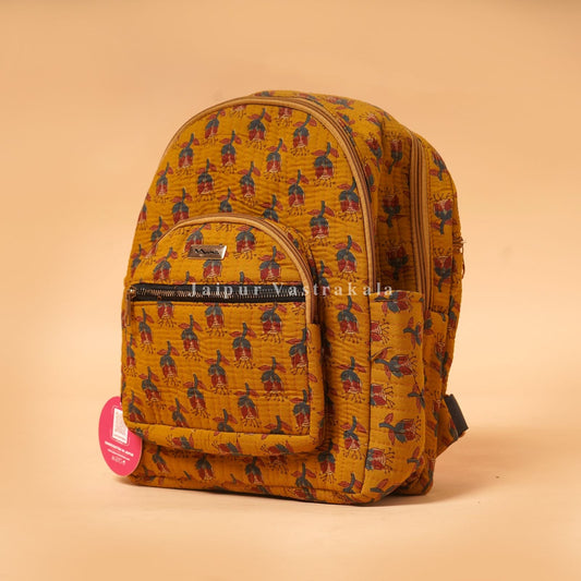 Mustard Booti Quilted Back Pack