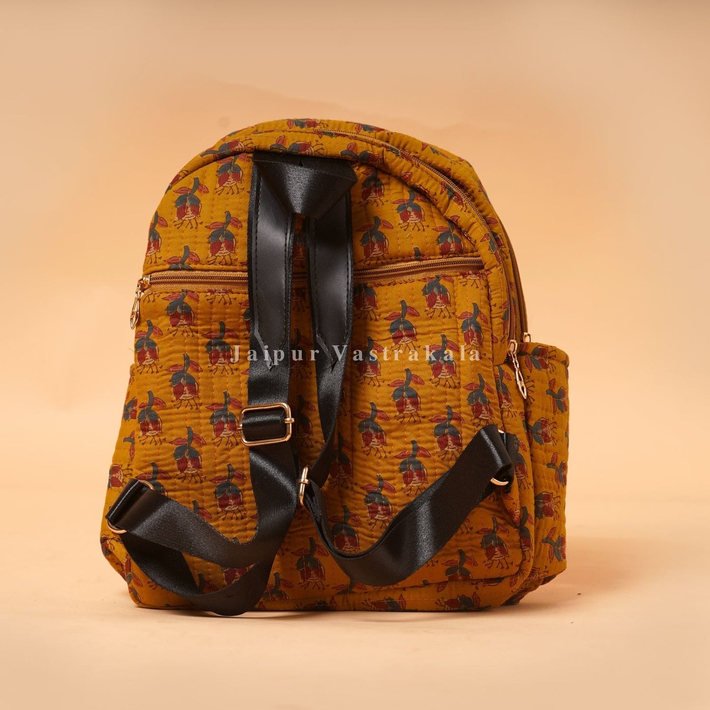Mustard Booti Quilted Back Pack