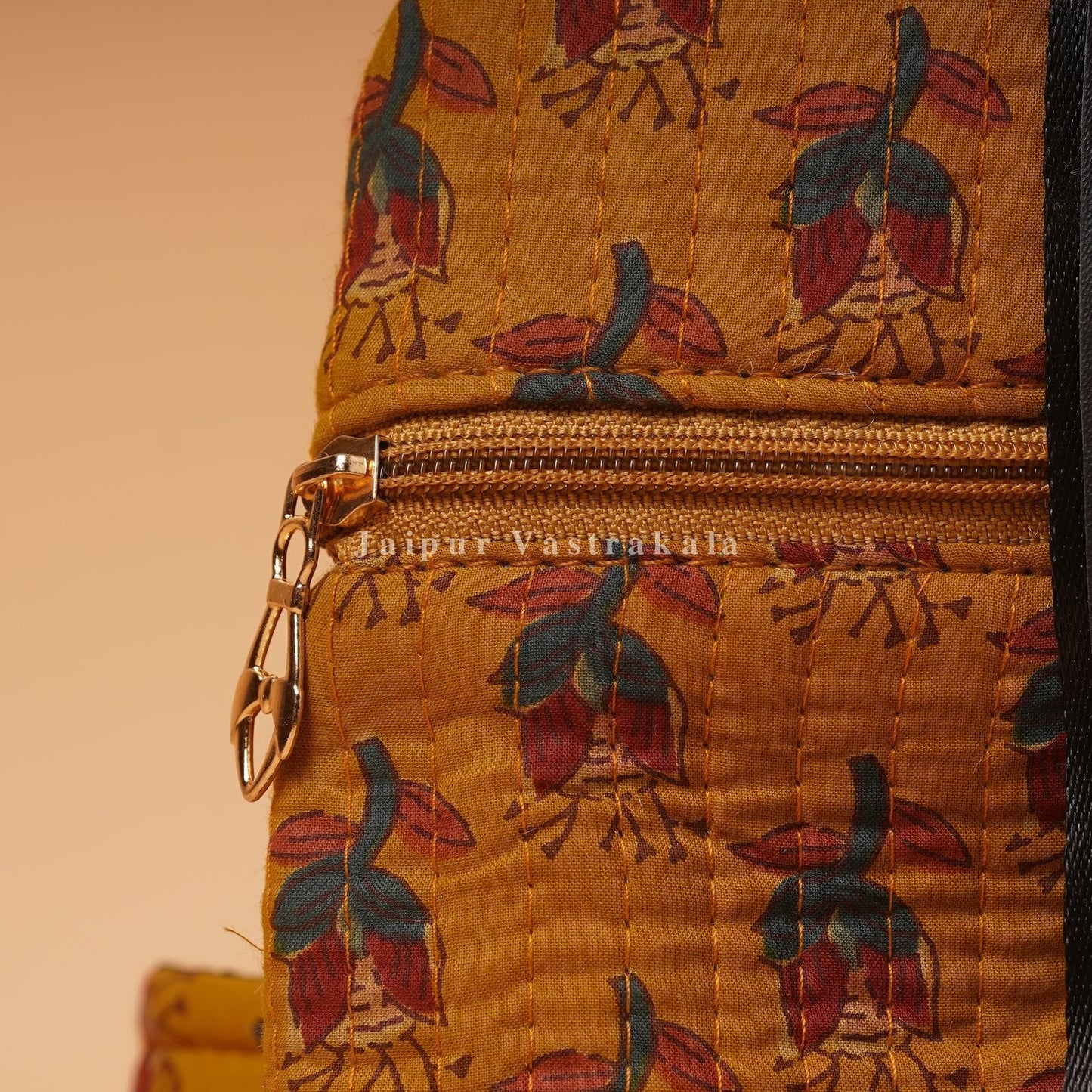 Mustard Booti Quilted Back Pack
