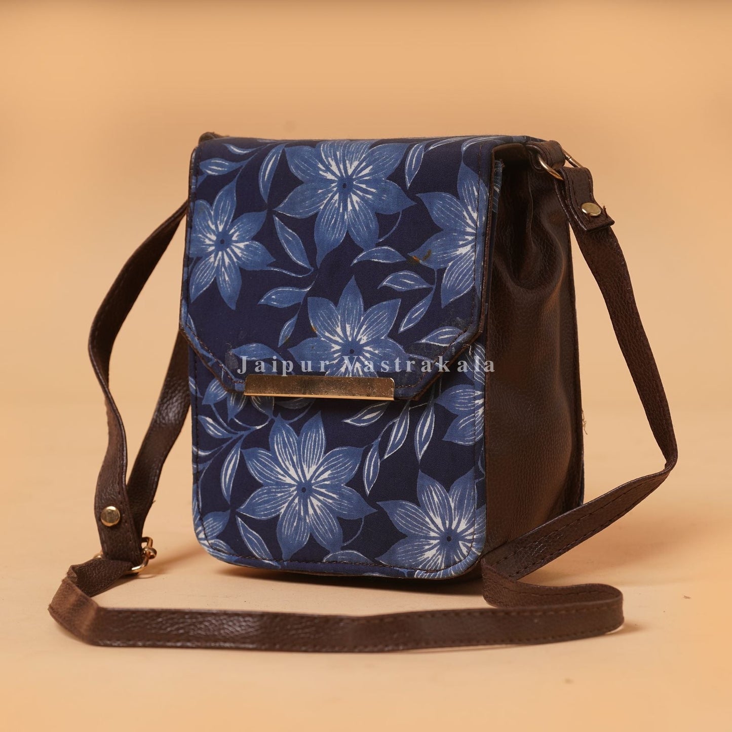 Blue Blossom Hardbox Flap Sling Bag