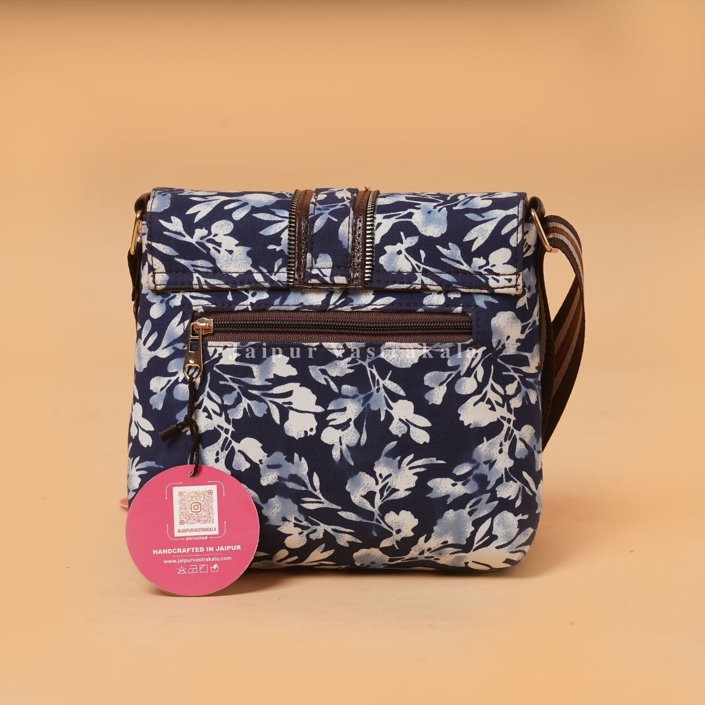 Indigo Petals Nylon Sling Bag