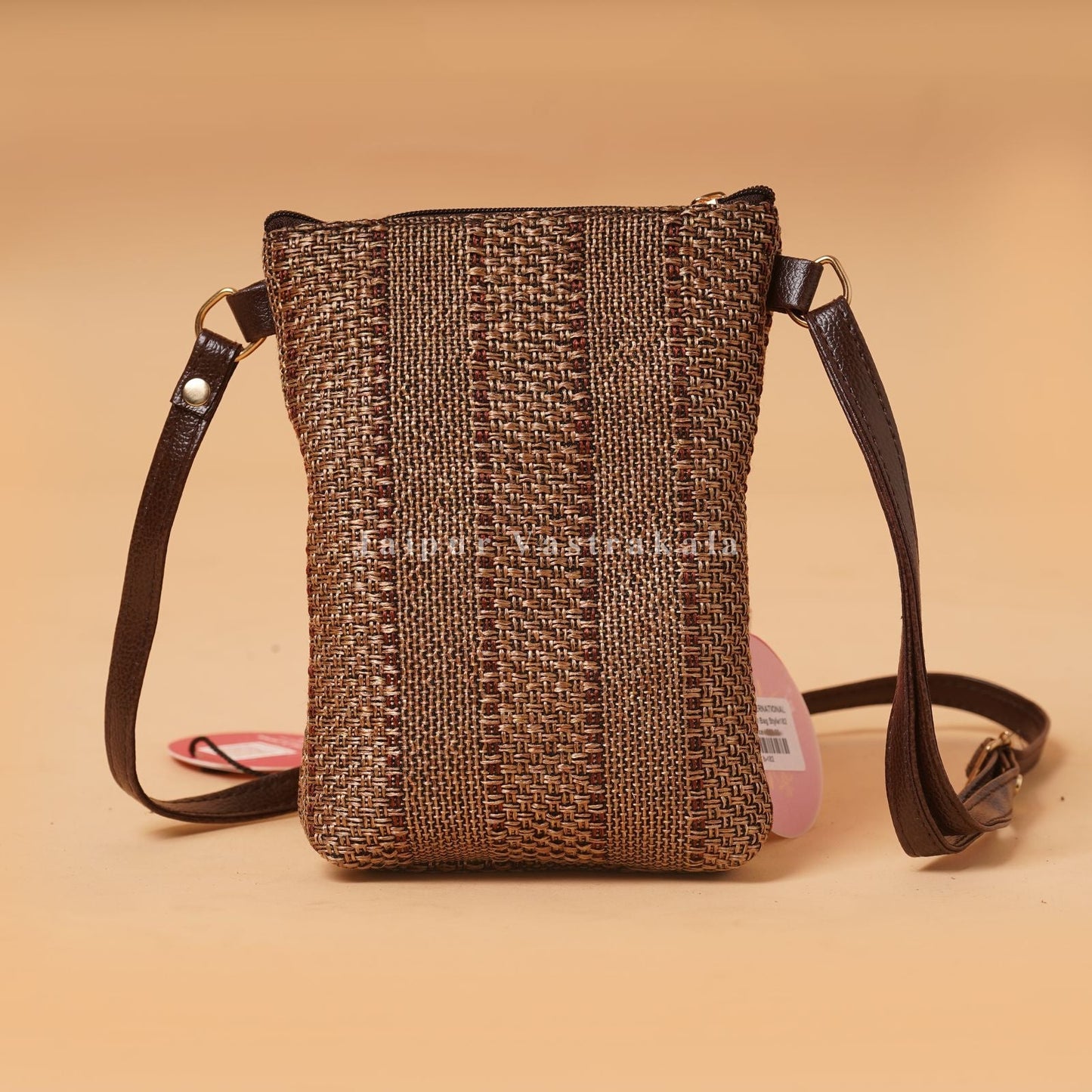Jute Brown MultiPocket Sling Bag