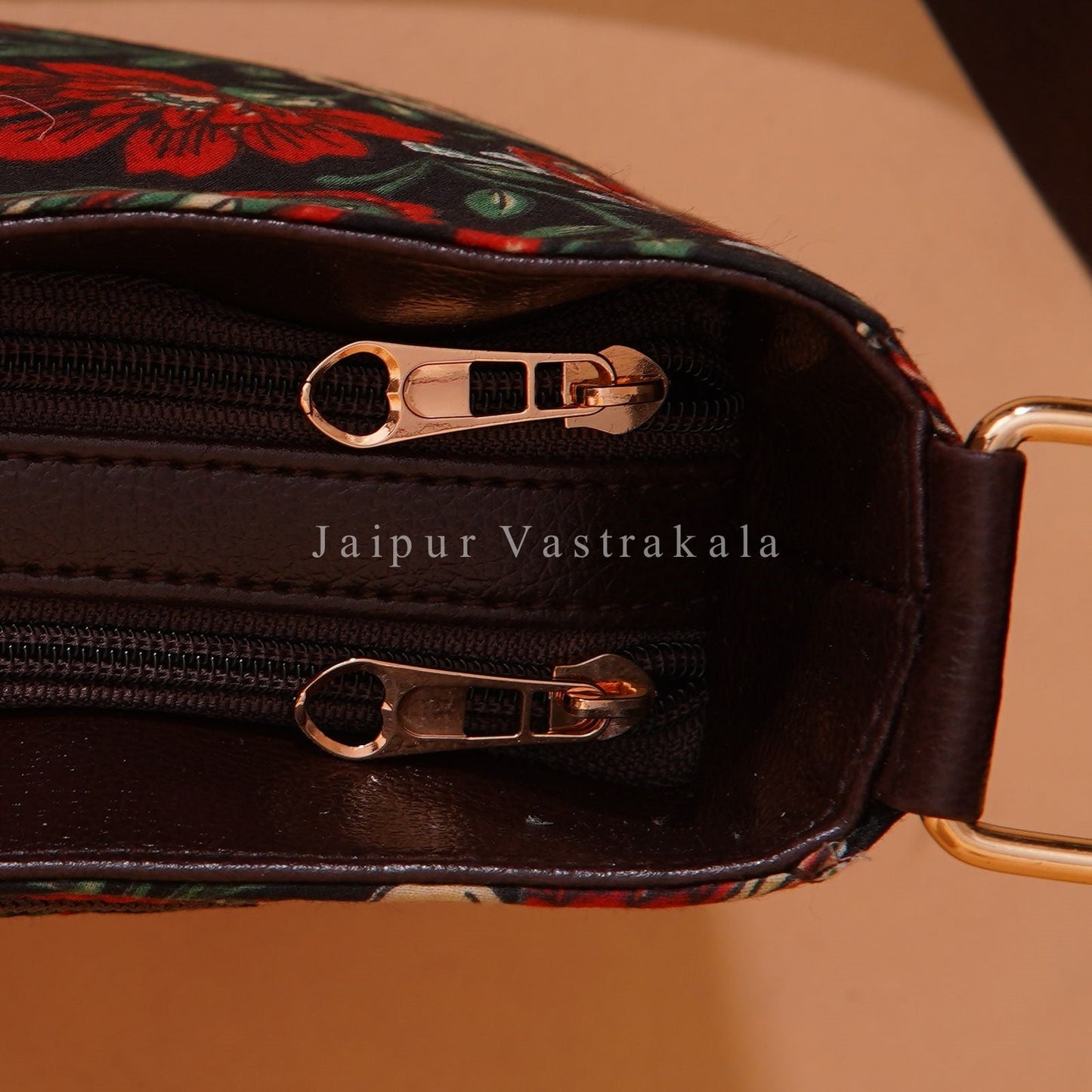 Dark Red Flora Nylon Belt Sling Bag