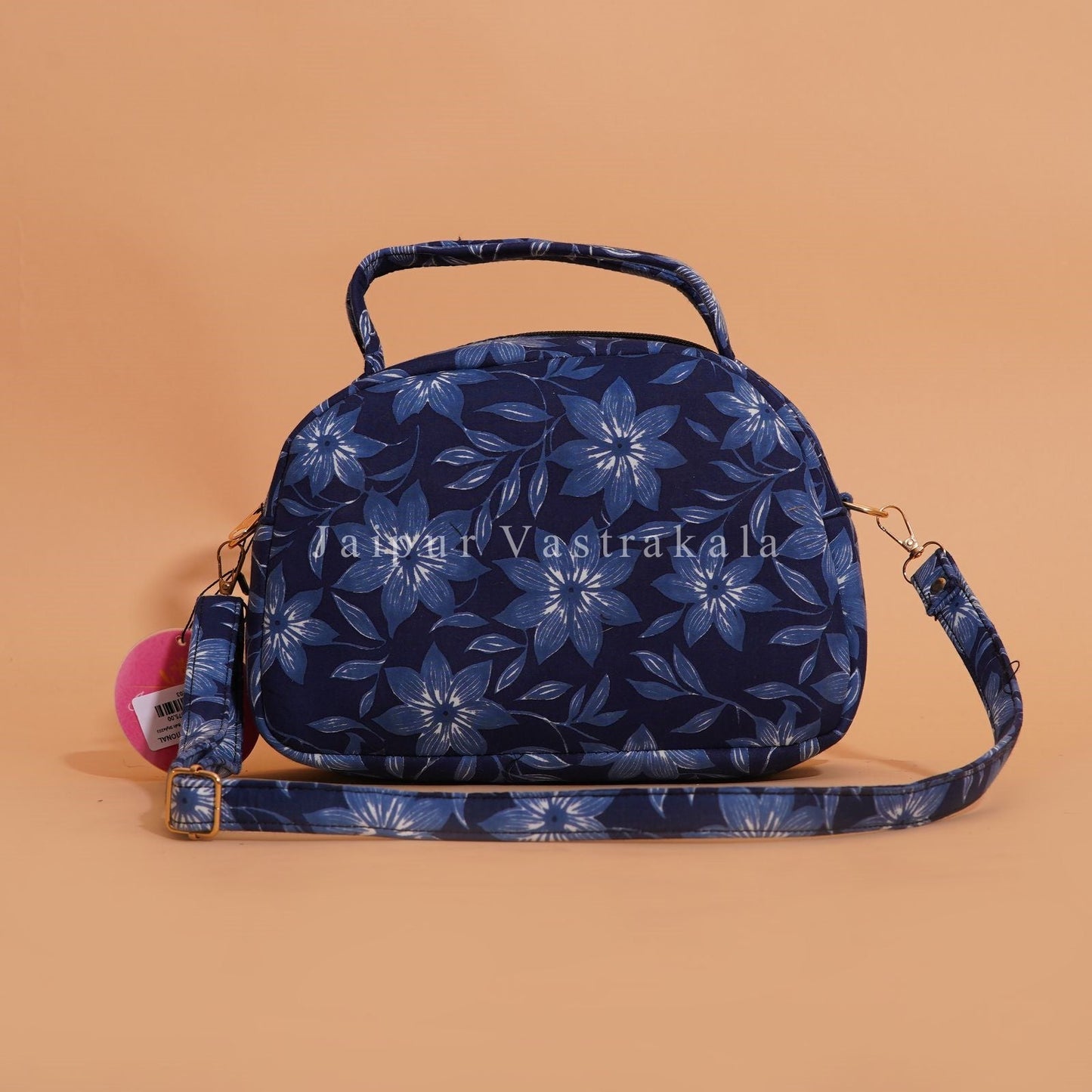 Blue Blossom Cotton Belt Sling Bag