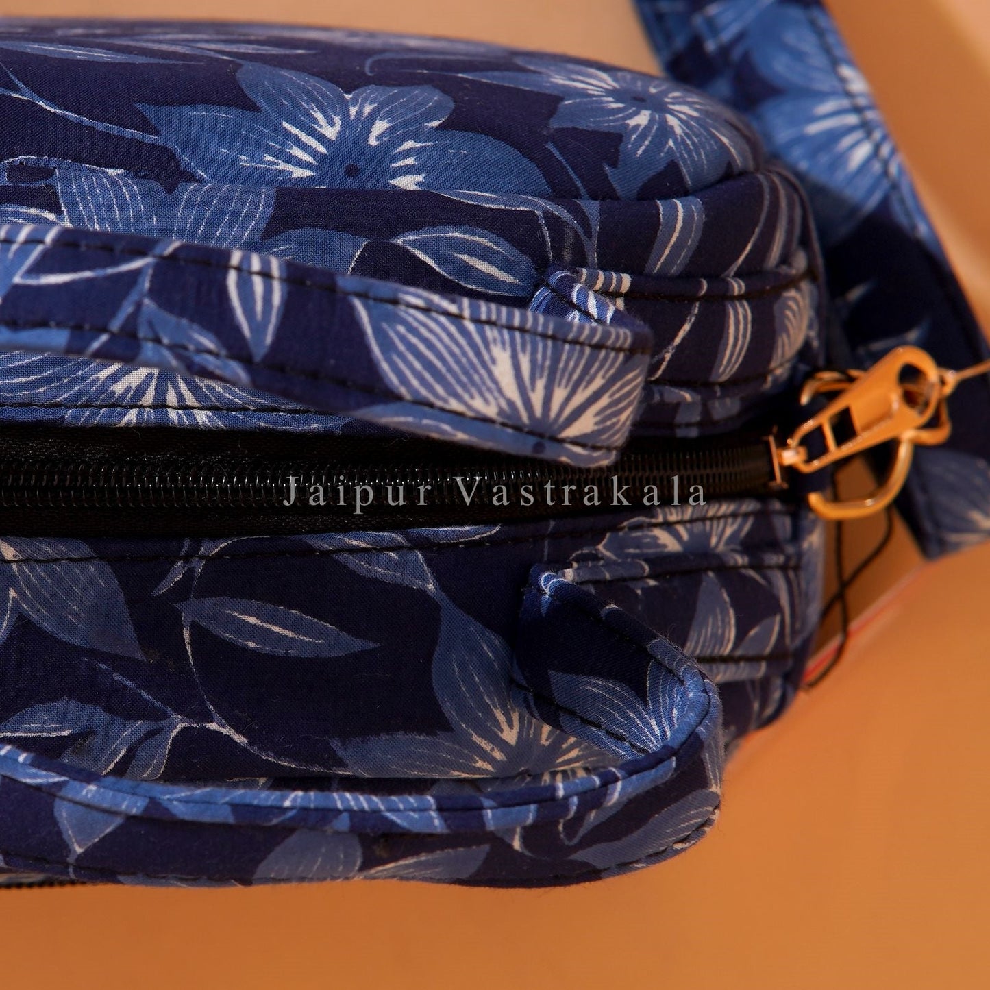 Blue Blossom Cotton Belt Sling Bag