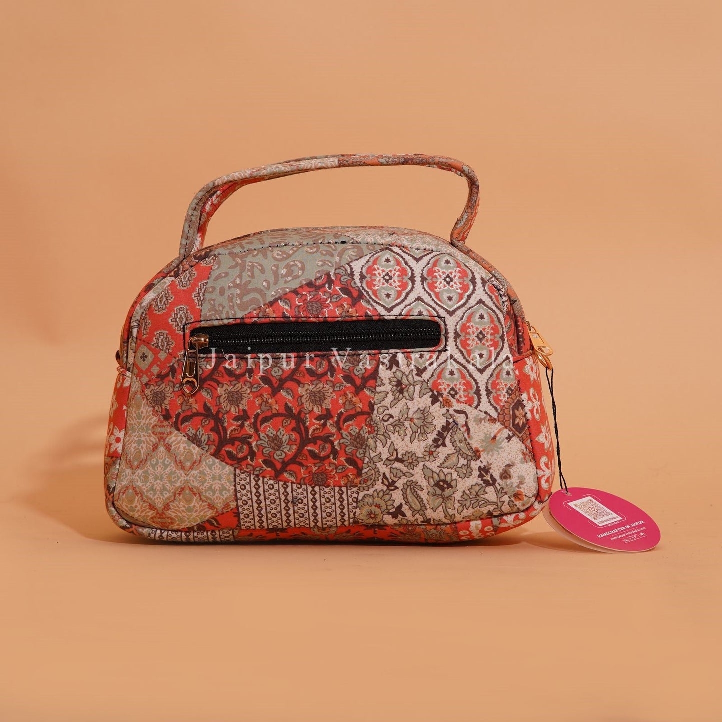 Orange Patchwork Cotton Belt Sling Bag