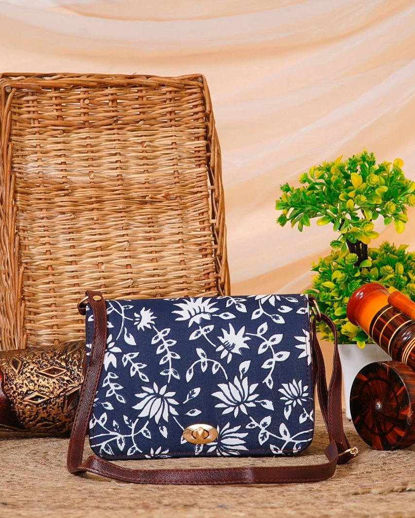 Indigo Lotus Lock Sling Bag