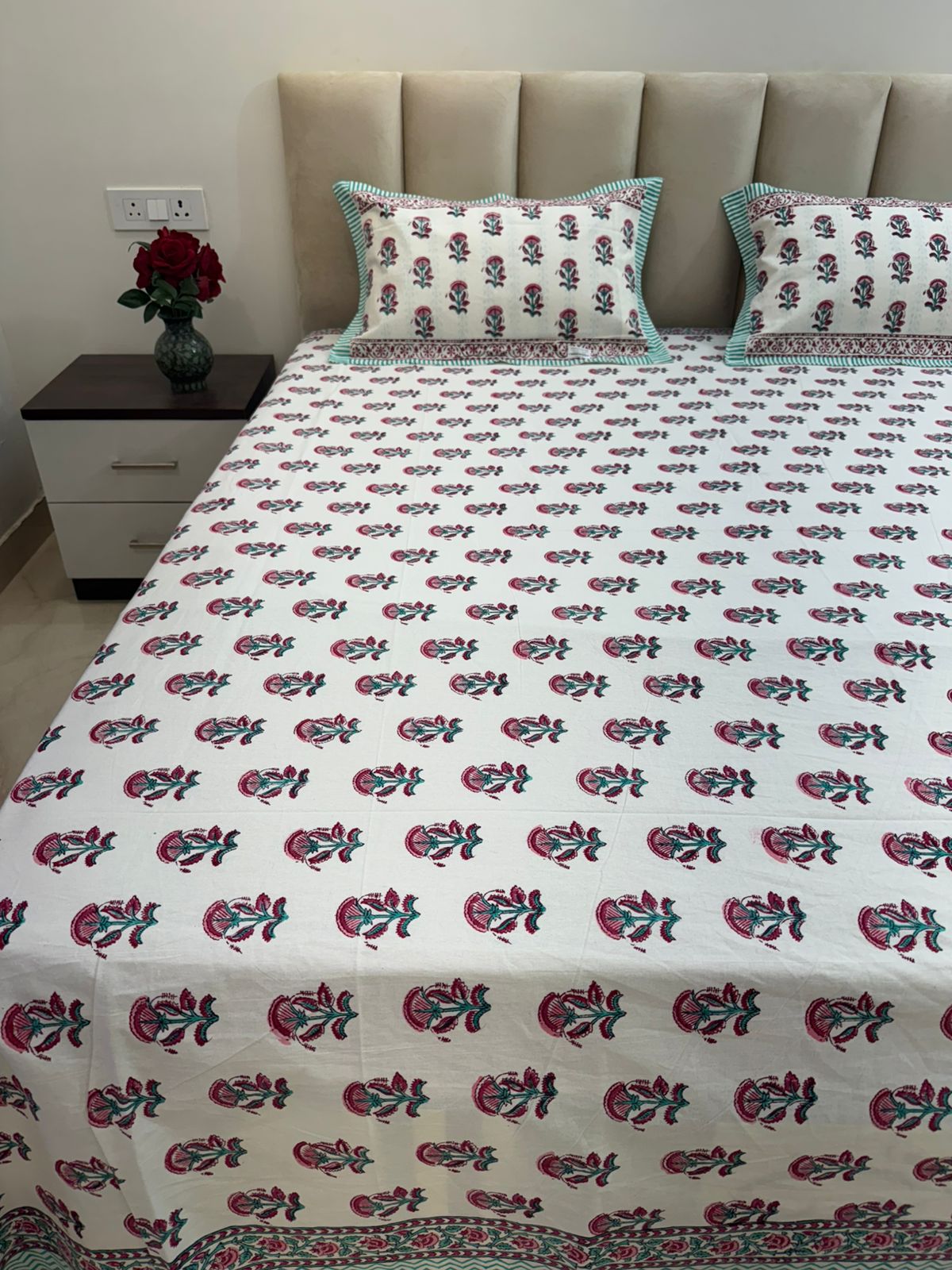 hand block printed bedsheet