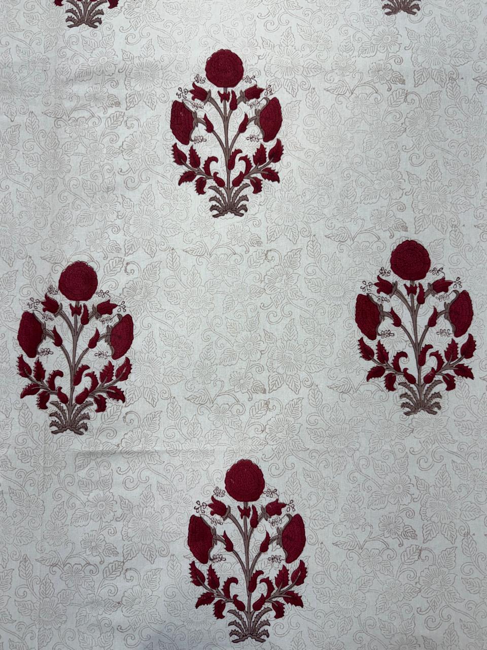 Maroon Boota King Bedsheet with Pillow Covers