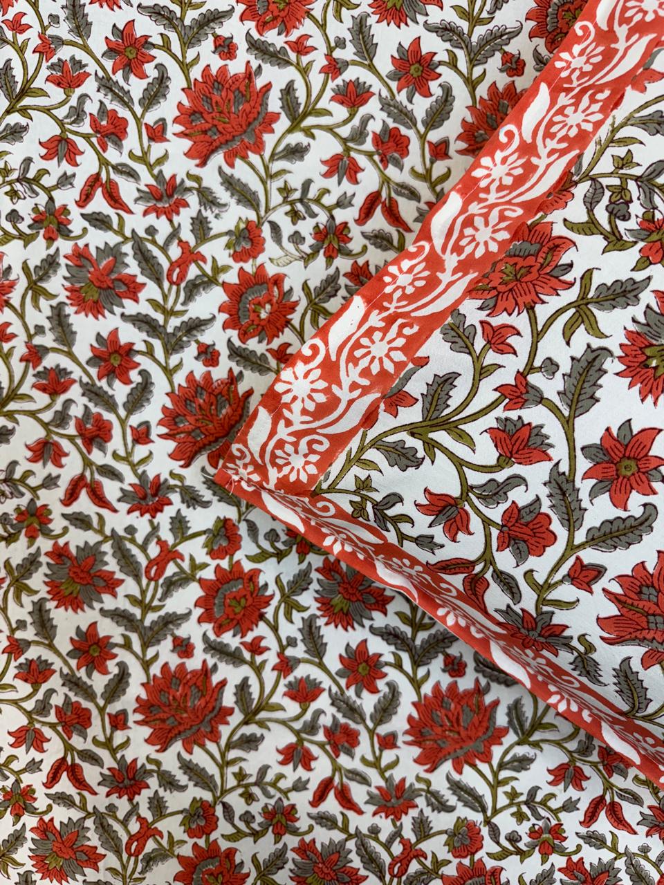 Tangerine Blossom King Bedsheet with Pillow Covers