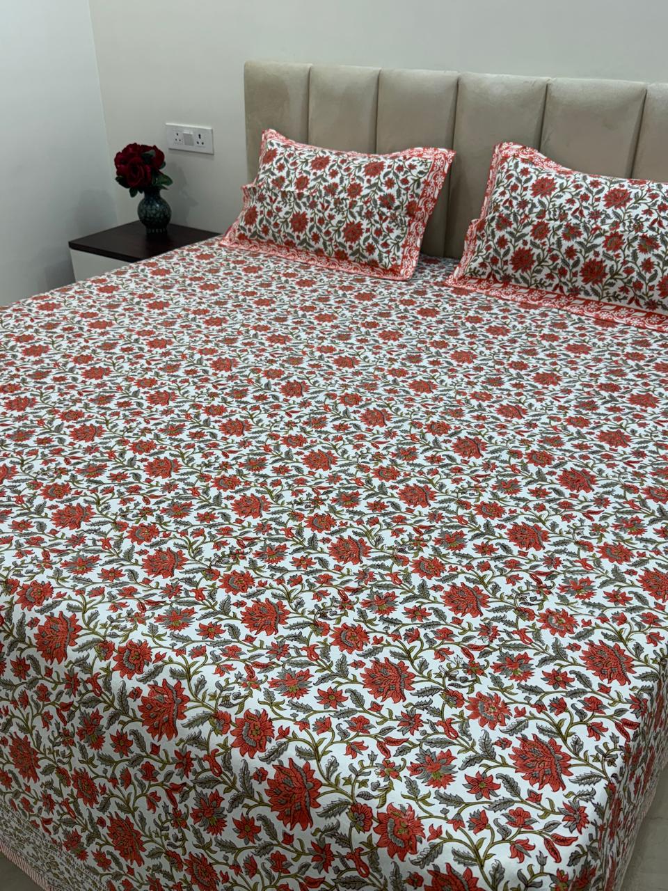 Tangerine Blossom King Bedsheet with Pillow Covers