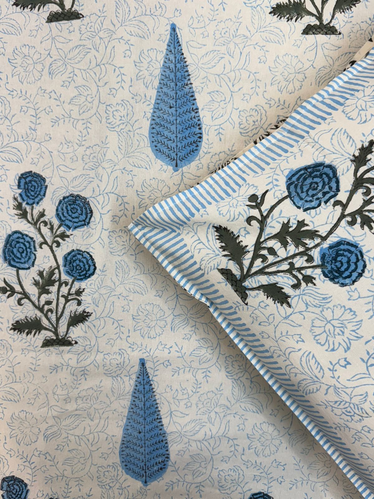 Blue Boota Bloom King Bedsheet with Pillow Covers