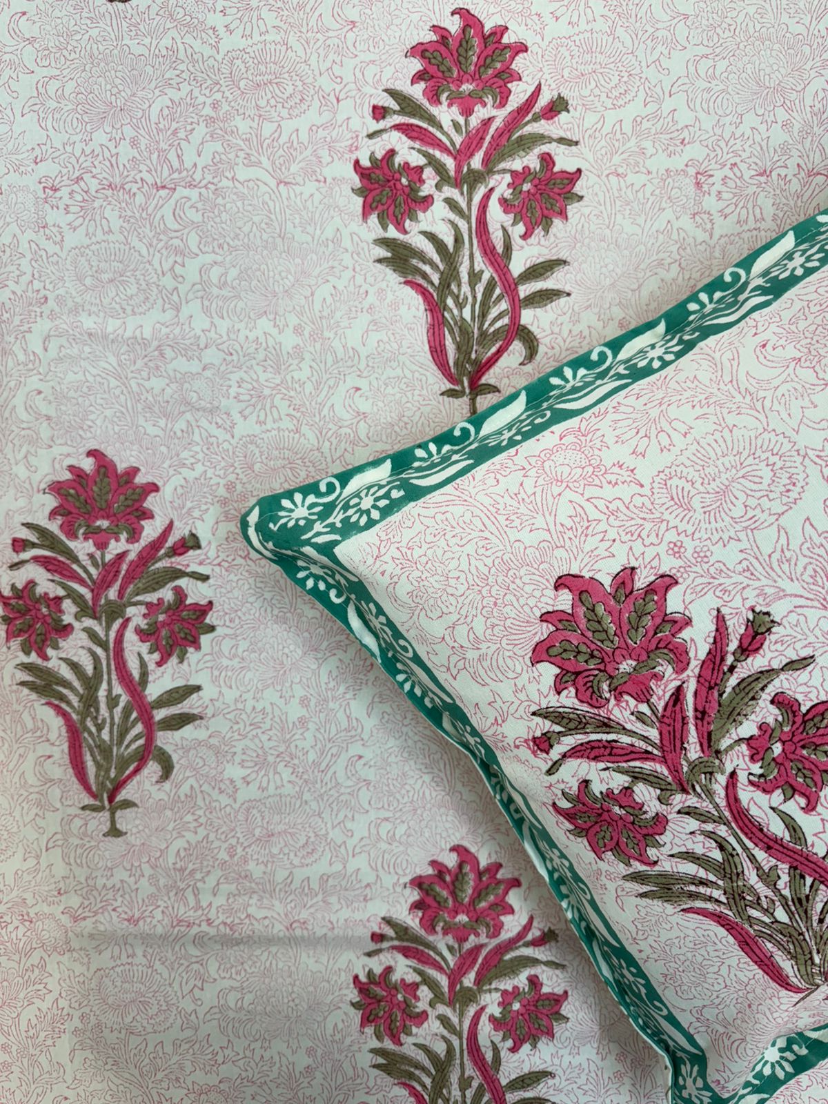 Rosy Boota Royale King Bedsheet with Pillow Covers