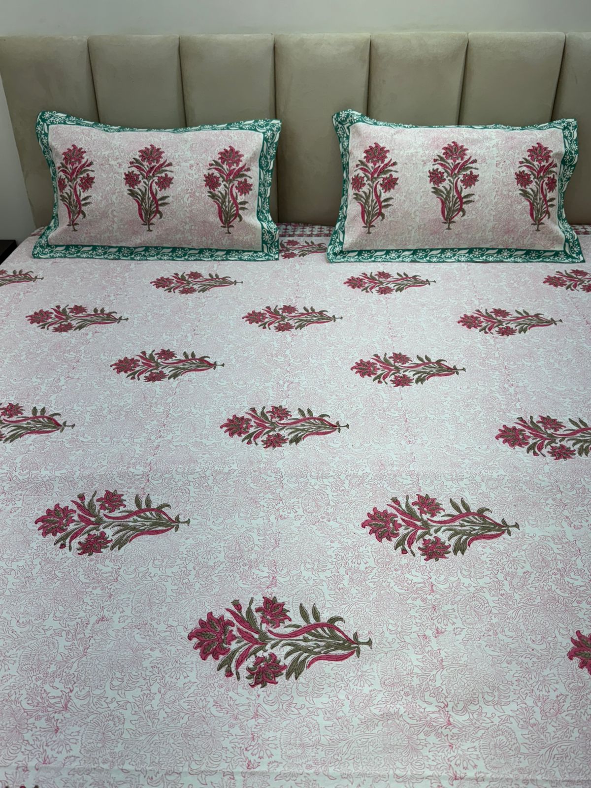 Rosy Boota Royale King Bedsheet with Pillow Covers