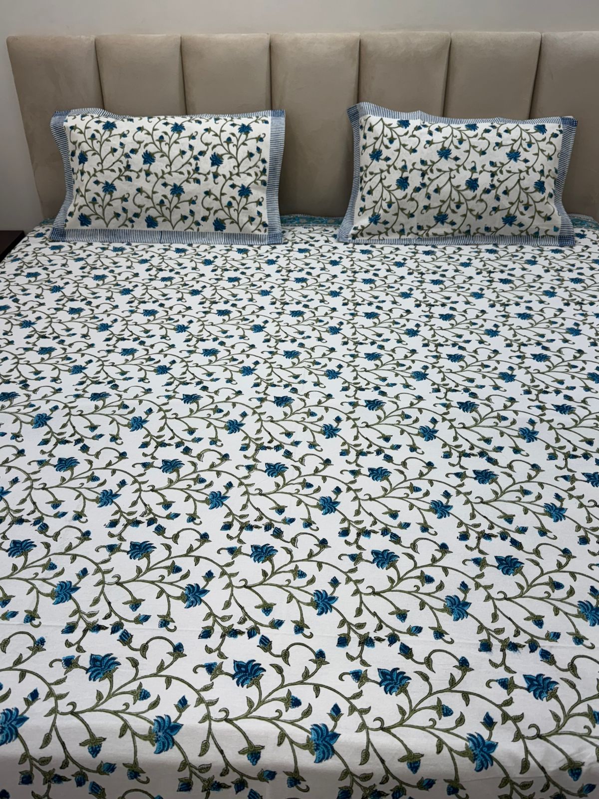 Blue Whispers King Bedsheet with Pillow Covers