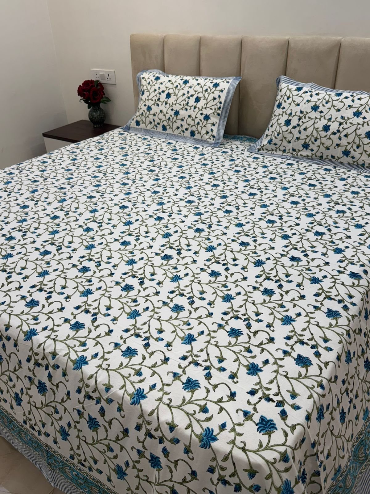 Blue Whispers King Bedsheet with Pillow Covers