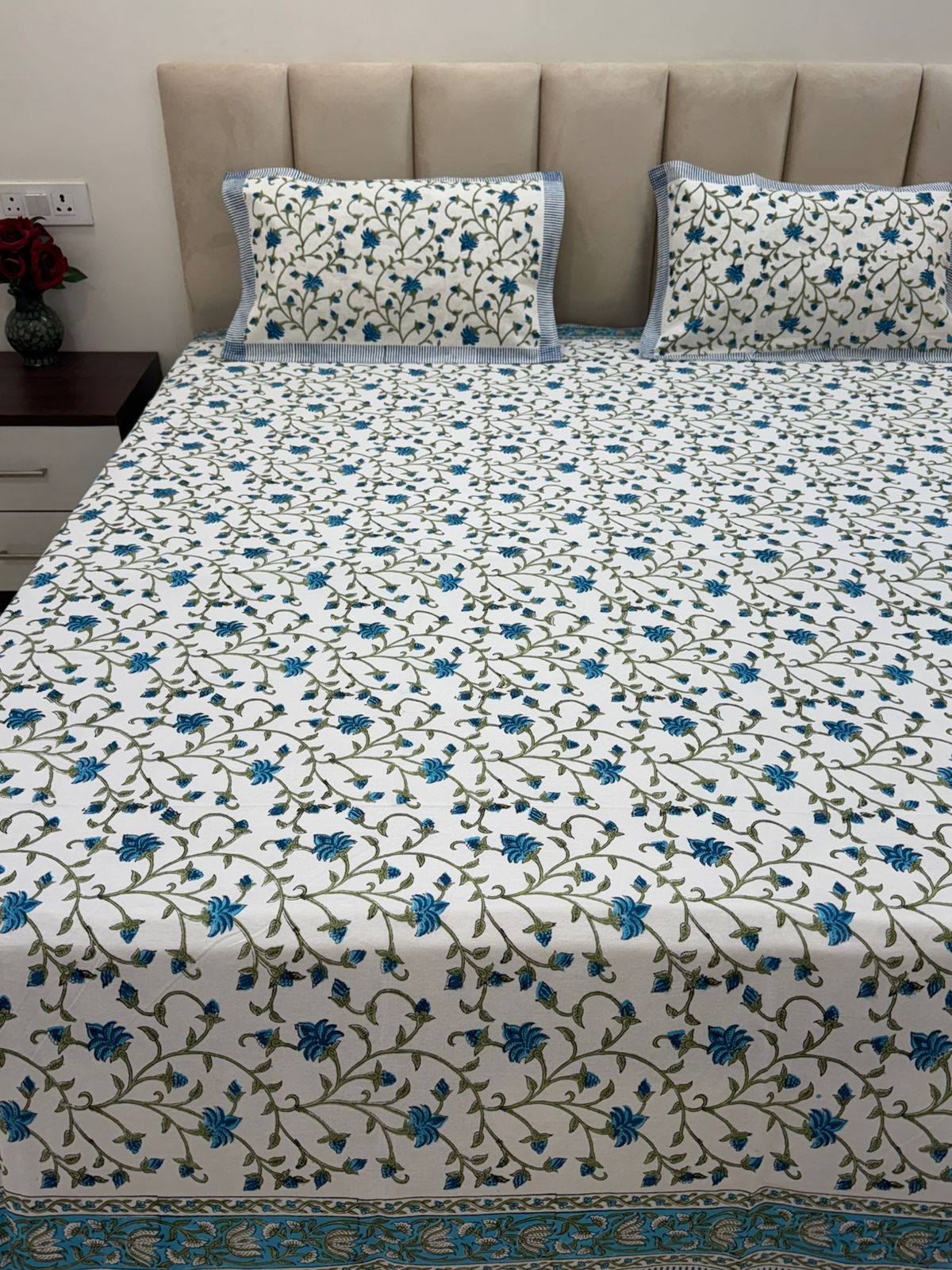 Blue Whispers King Bedsheet with Pillow Covers