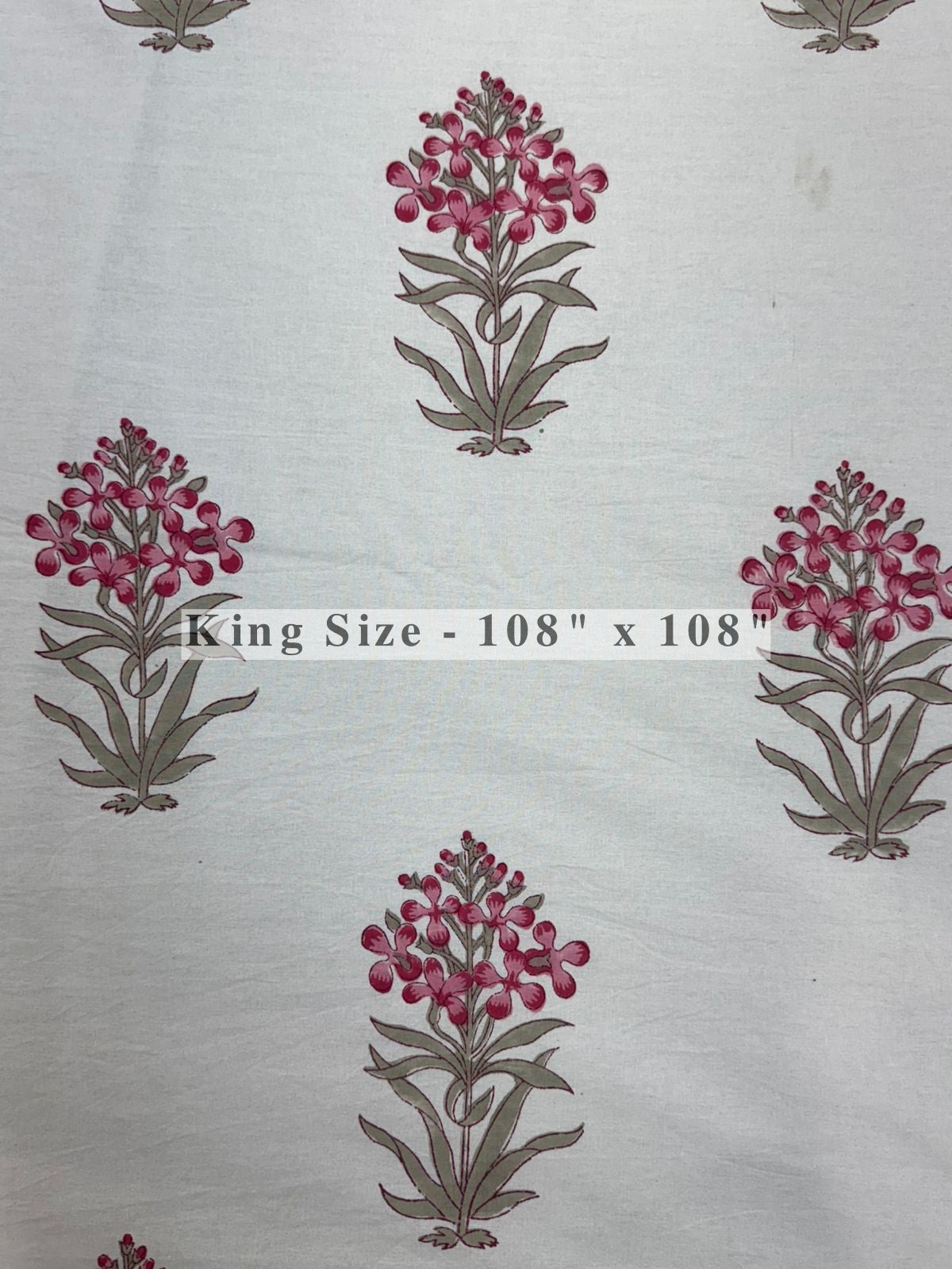 Pink Fern Boota King Bedsheet with Pillow Covers
