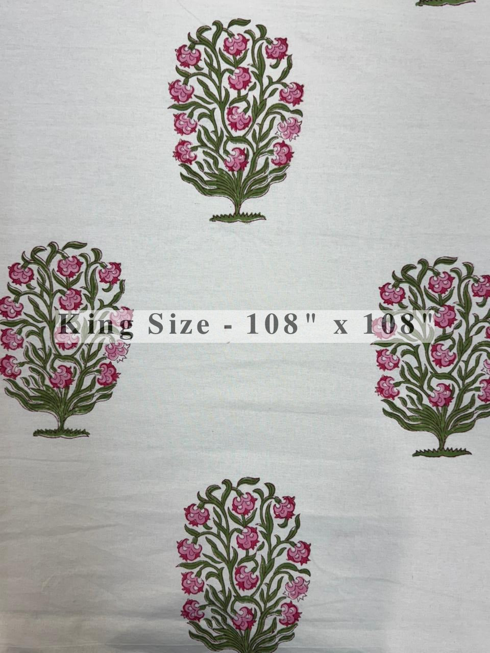 Pink Boota King Bedsheet with Pillow Covers