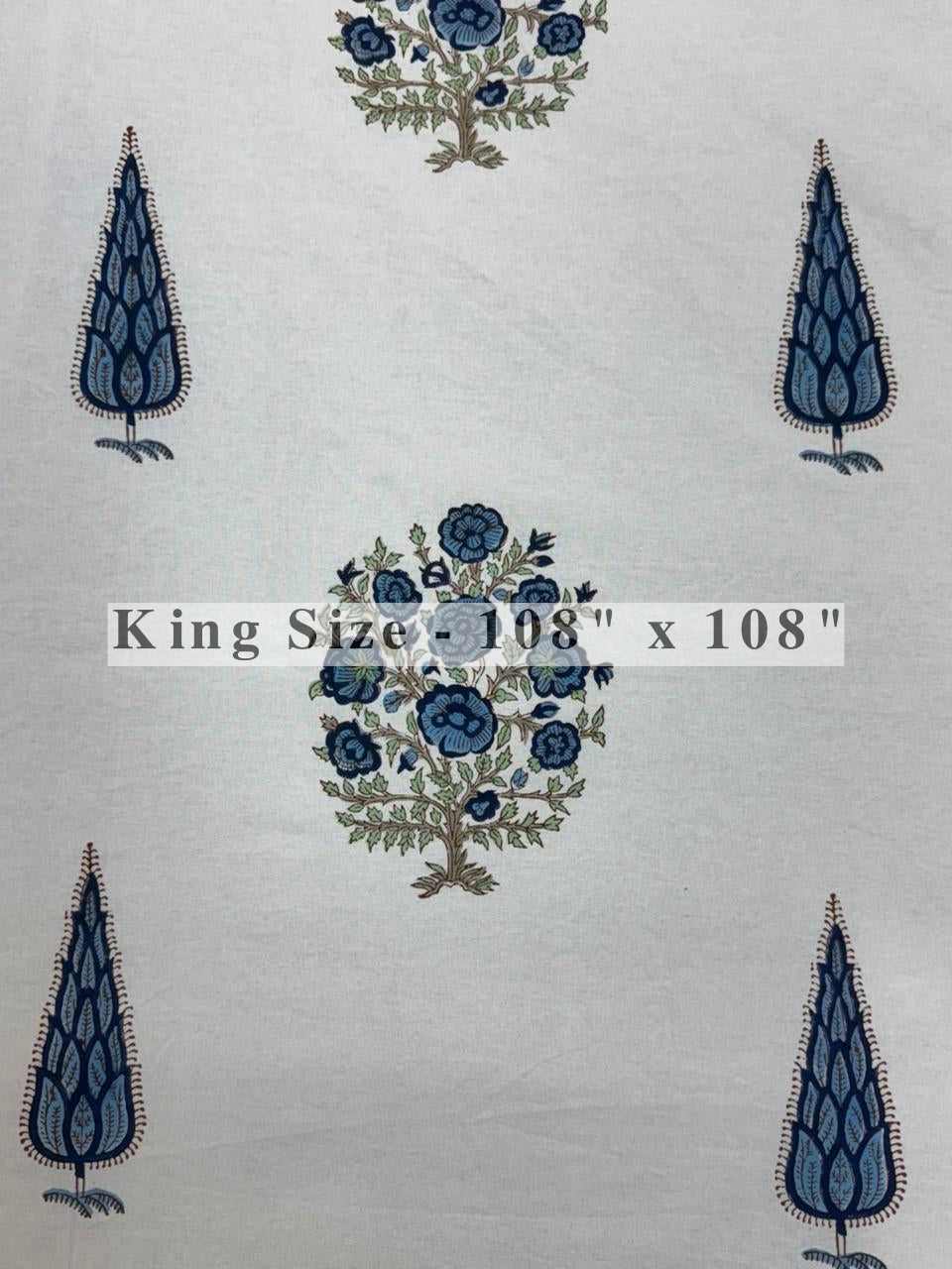 Blue Elegance King Bedsheet with Pillow Covers