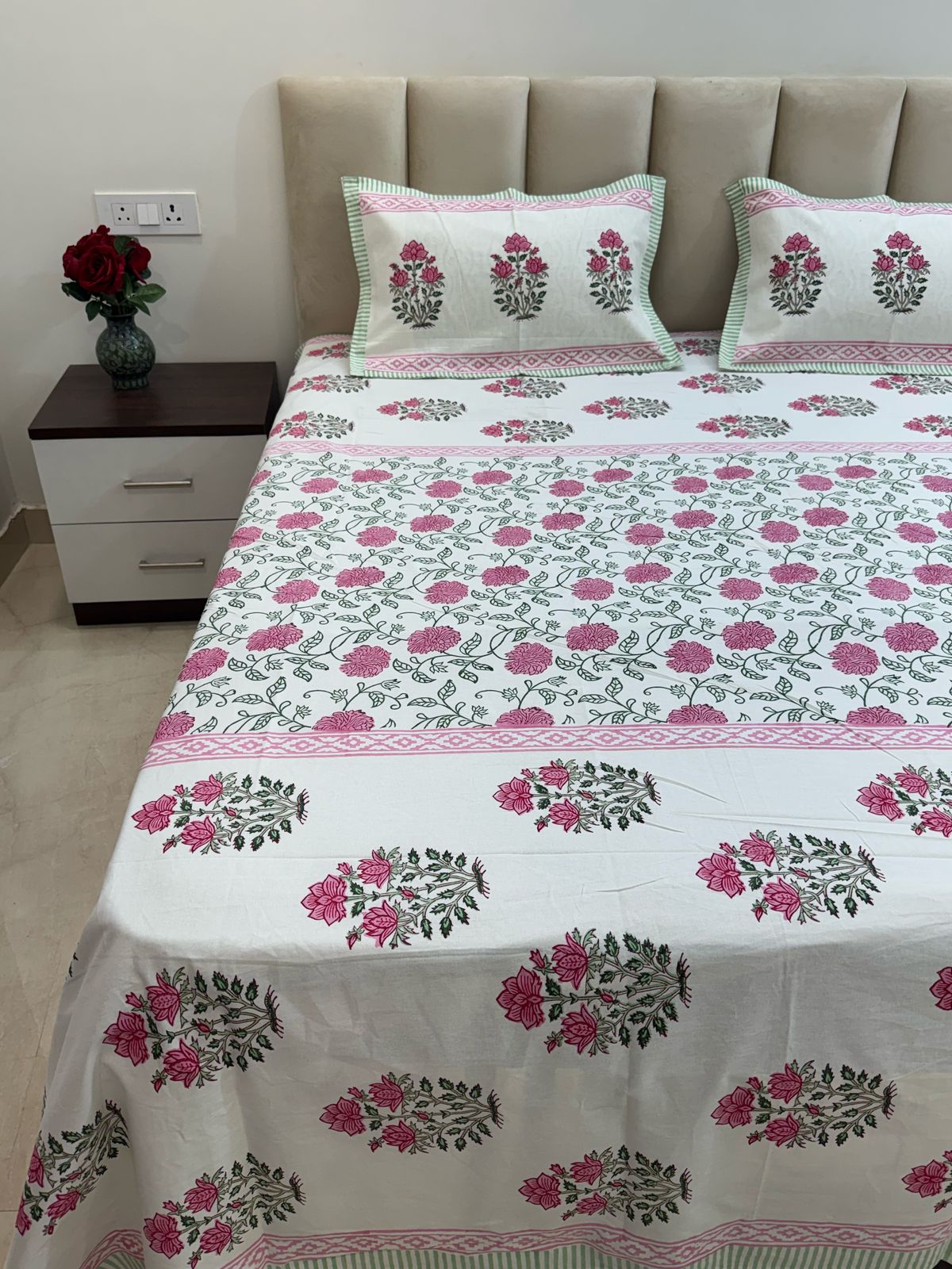 hand block printed bedsheet