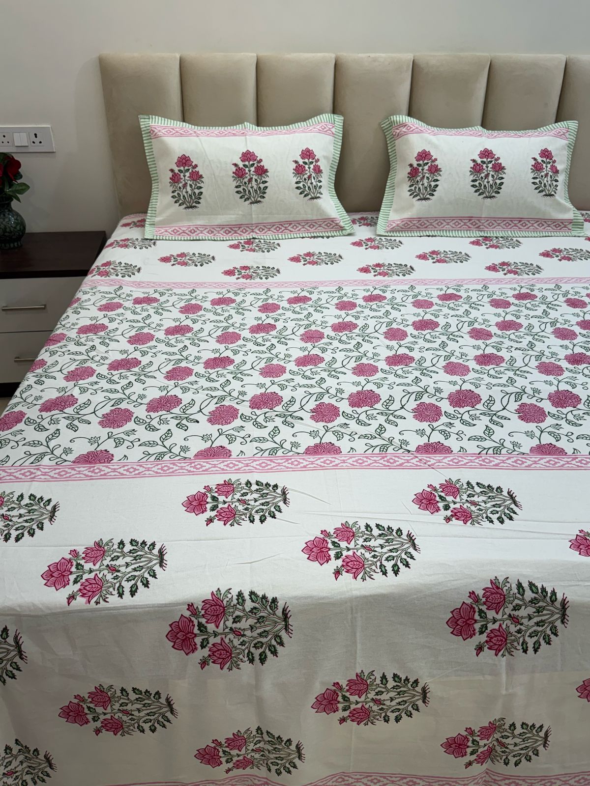 hand block printed bedsheet