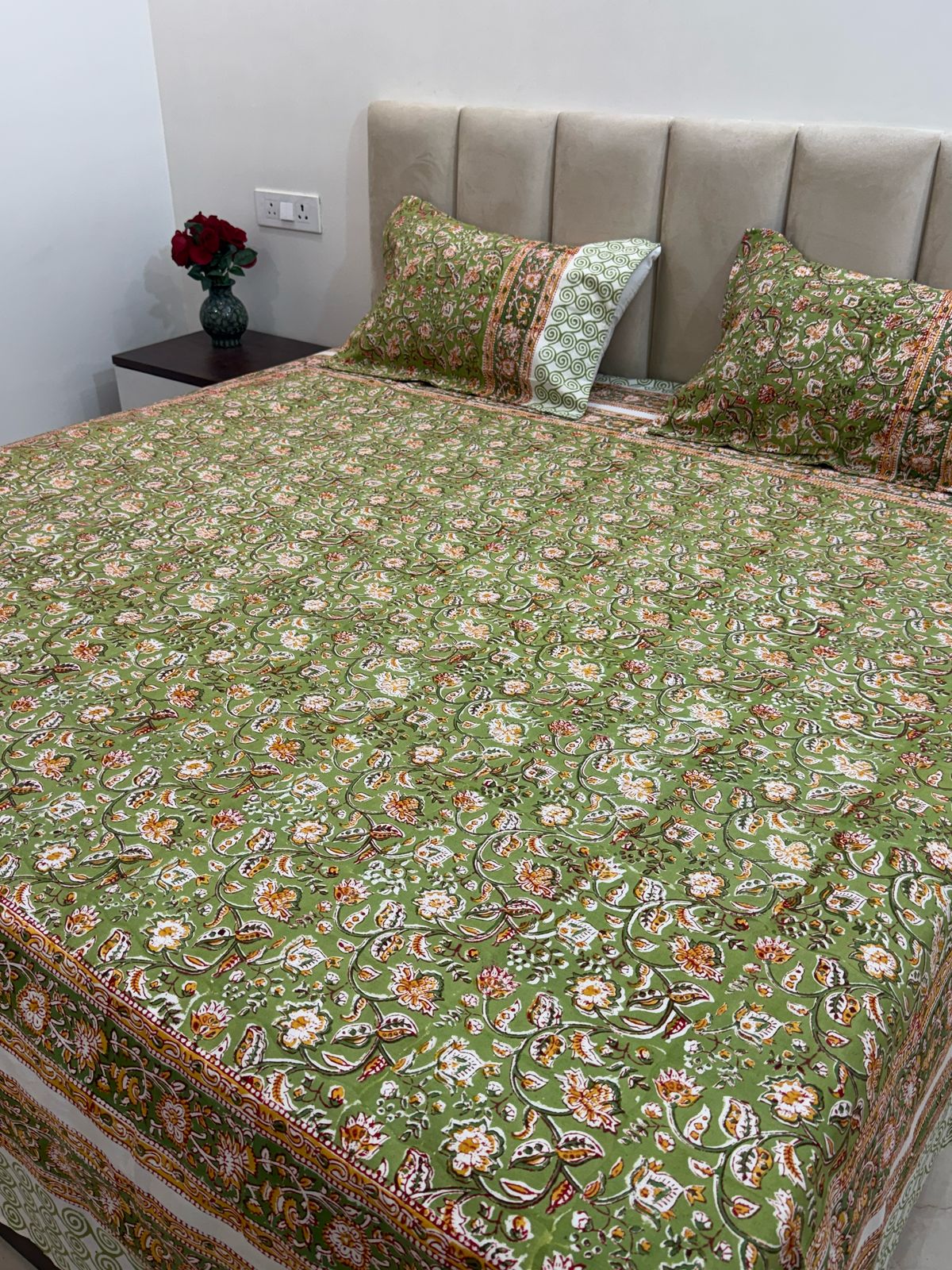 hand block printed bedsheet