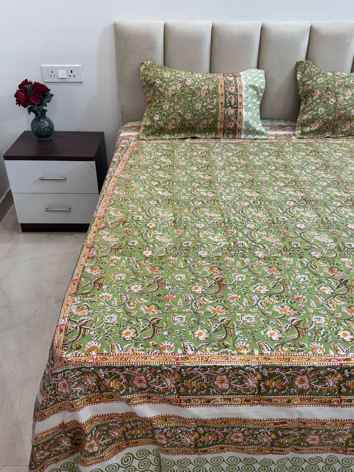 hand block printed bedsheet