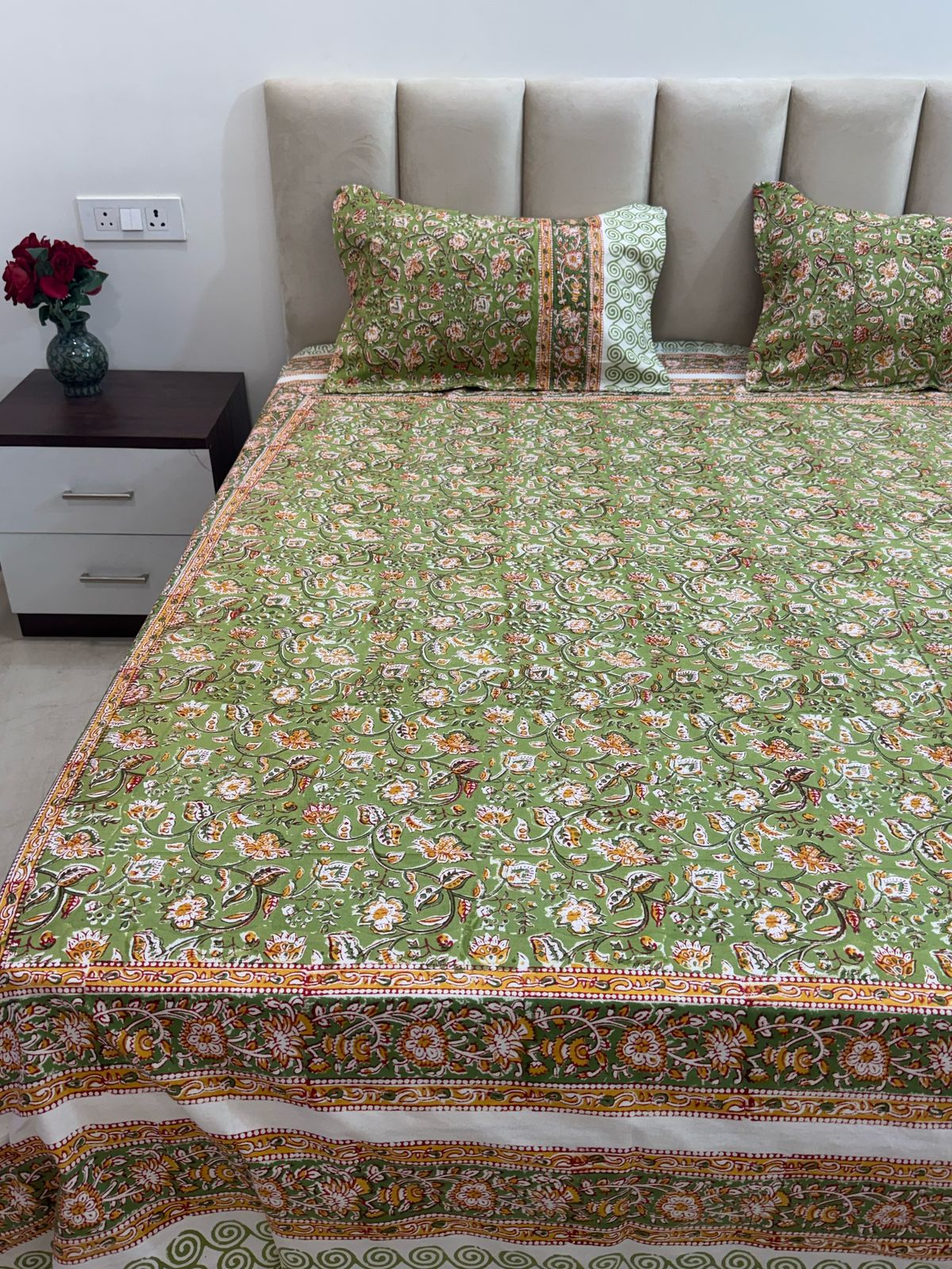 hand block printed bedsheet