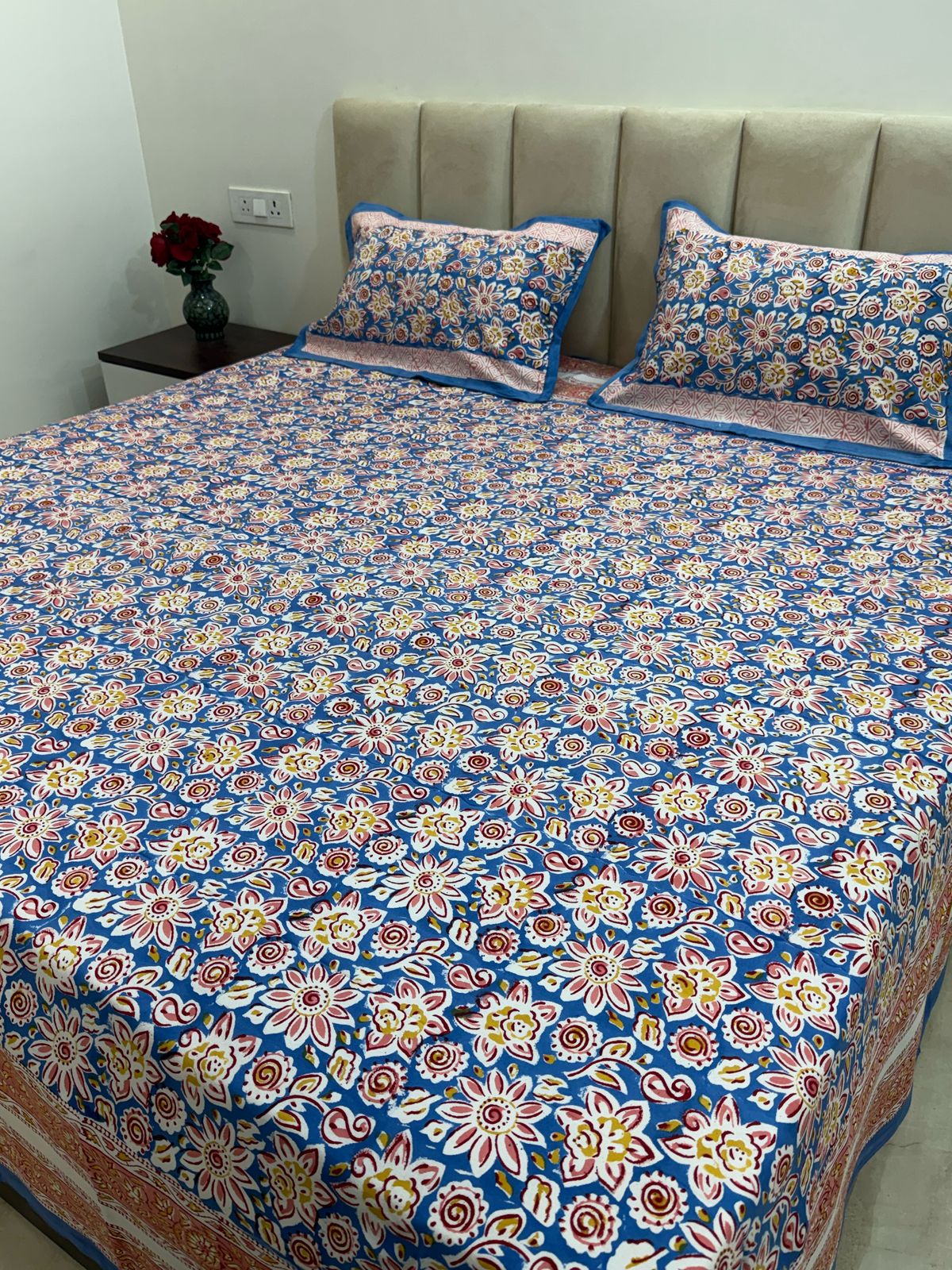 hand block printed bedsheet