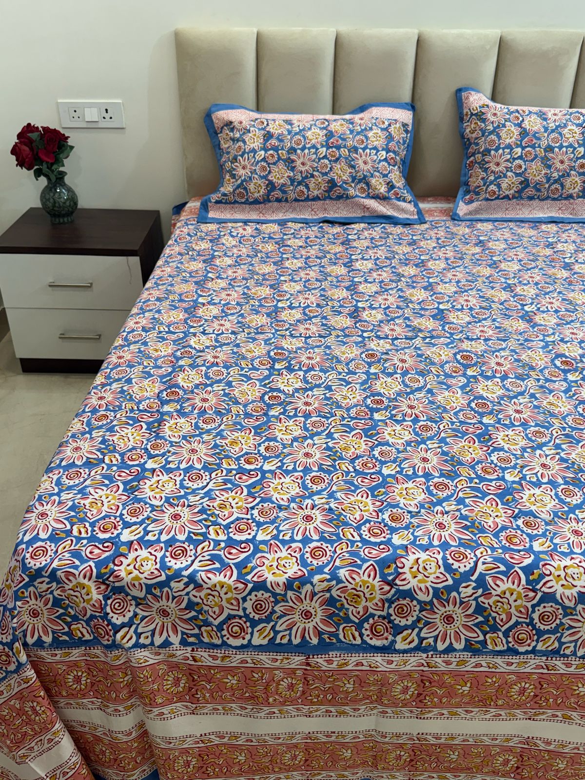 hand block printed bedsheet