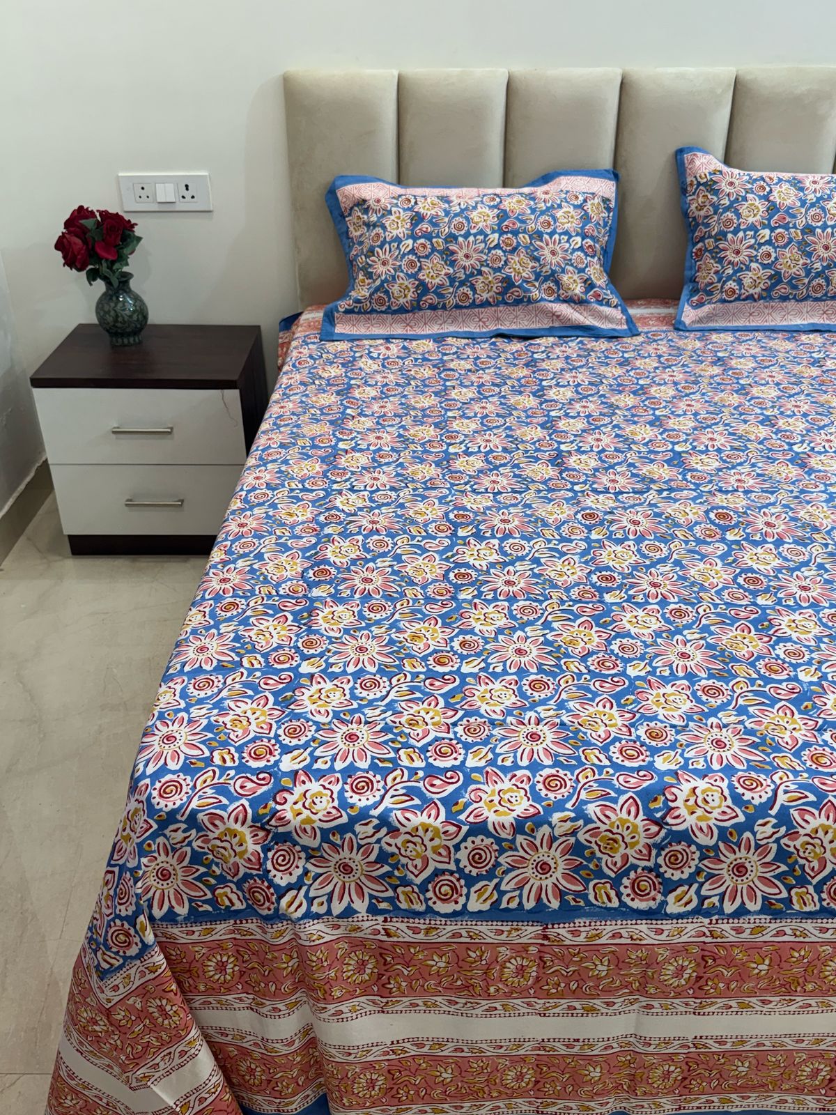 hand block printed bedsheet