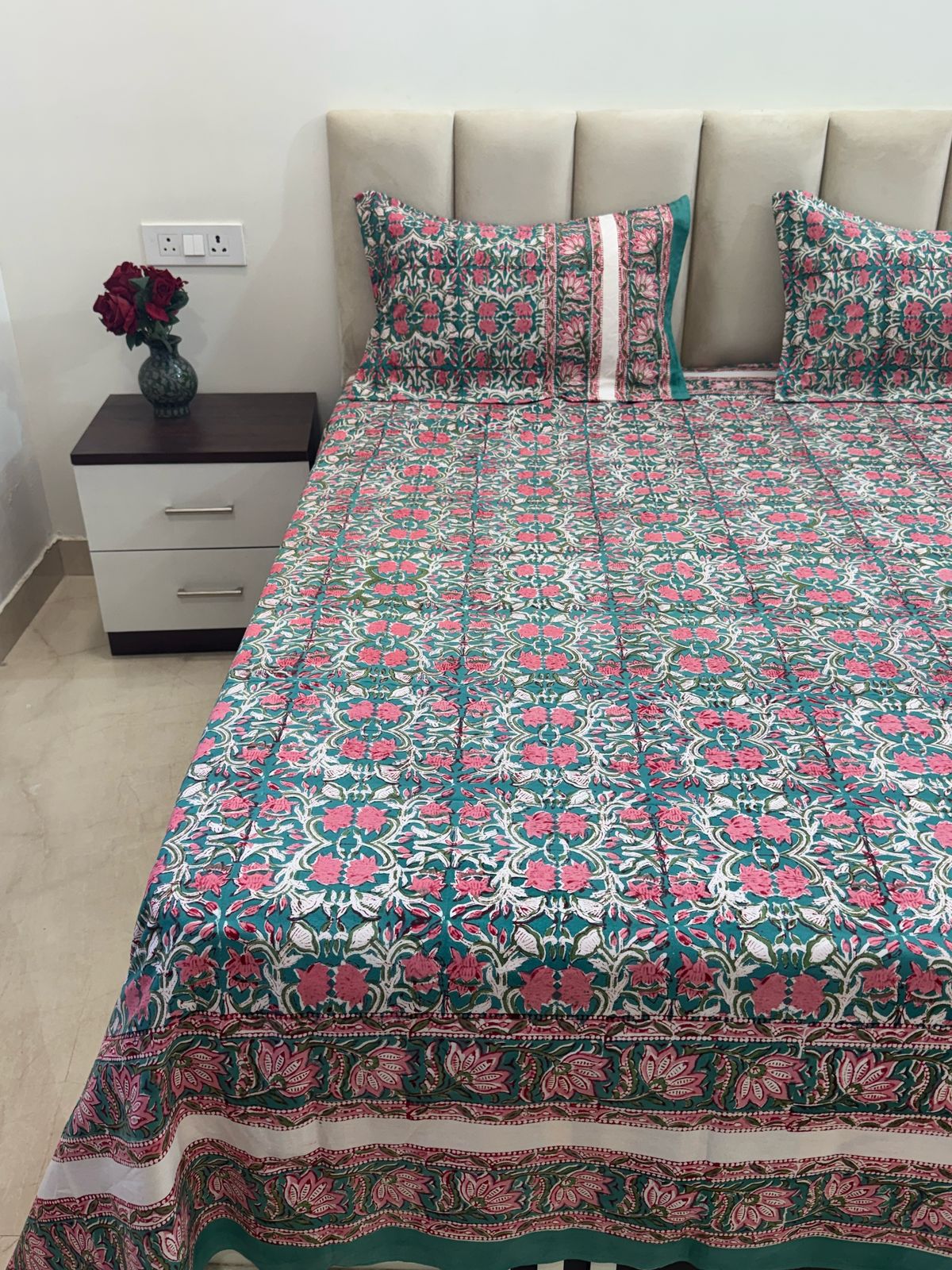 hand block printed bedsheet