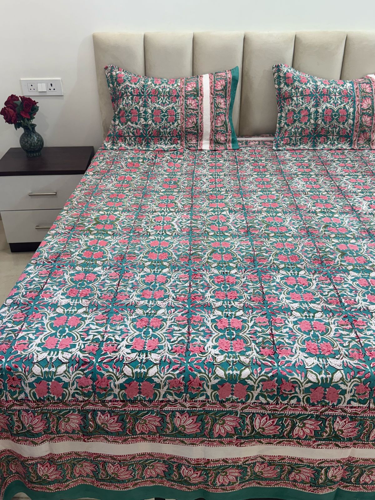 hand block printed bedsheet