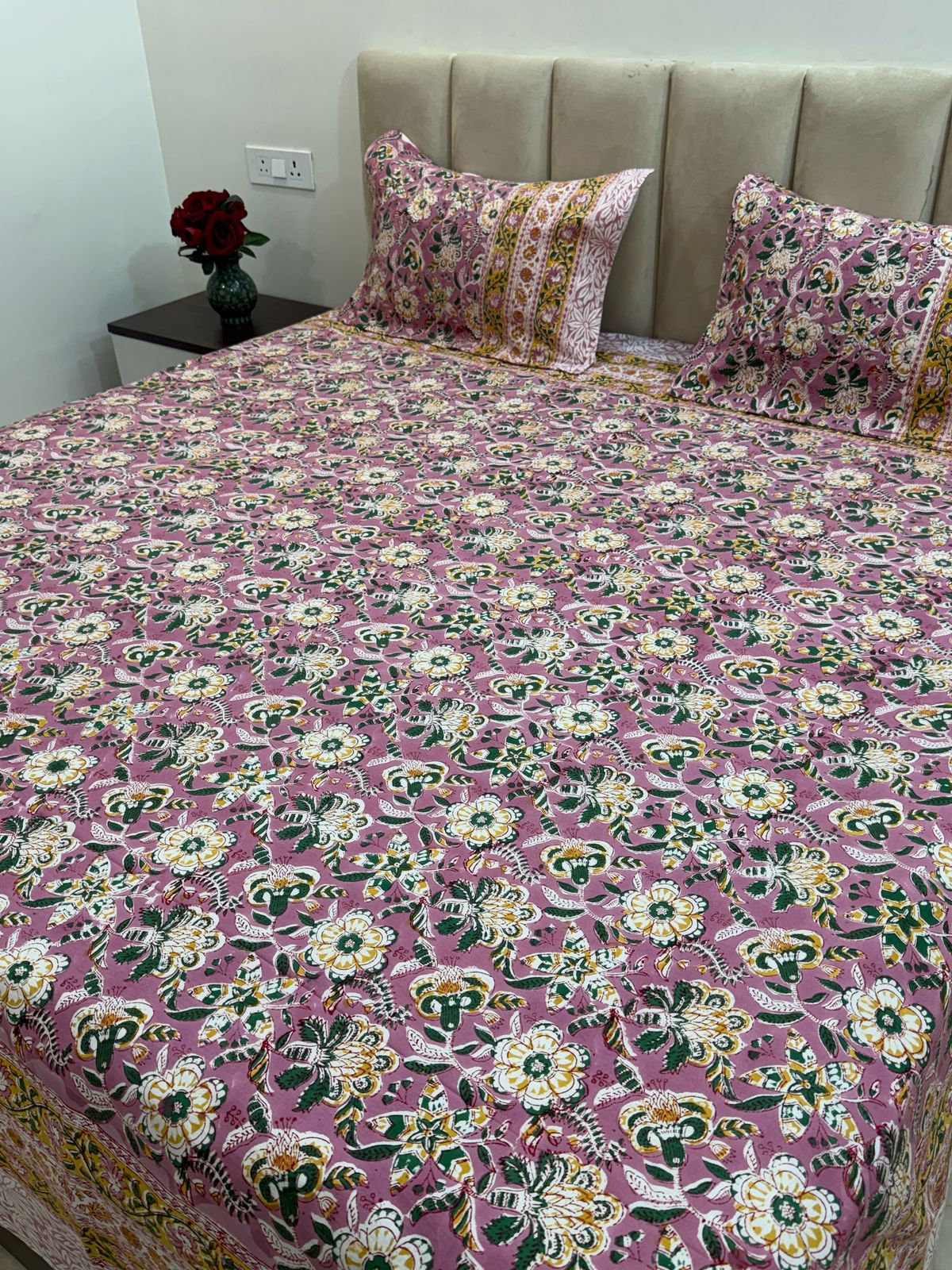 hand block printed bedsheet