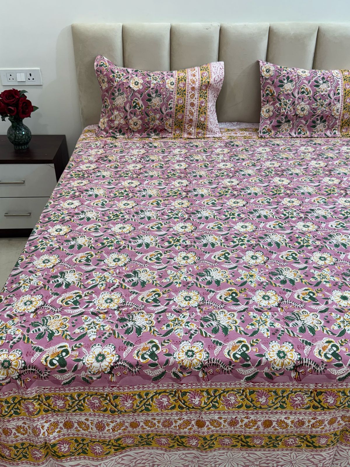hand block printed bedsheet