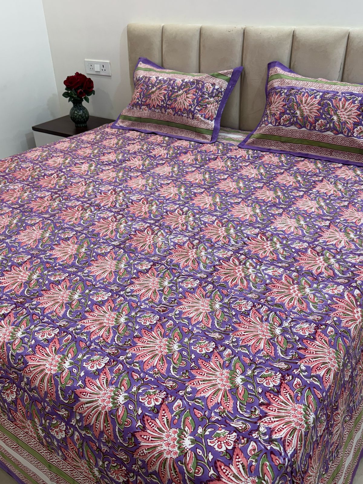 hand block printed bedsheet