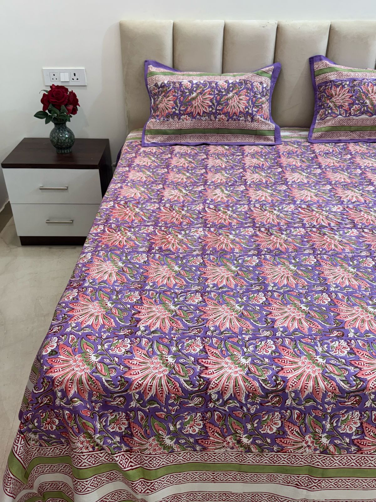 hand block printed bedsheet