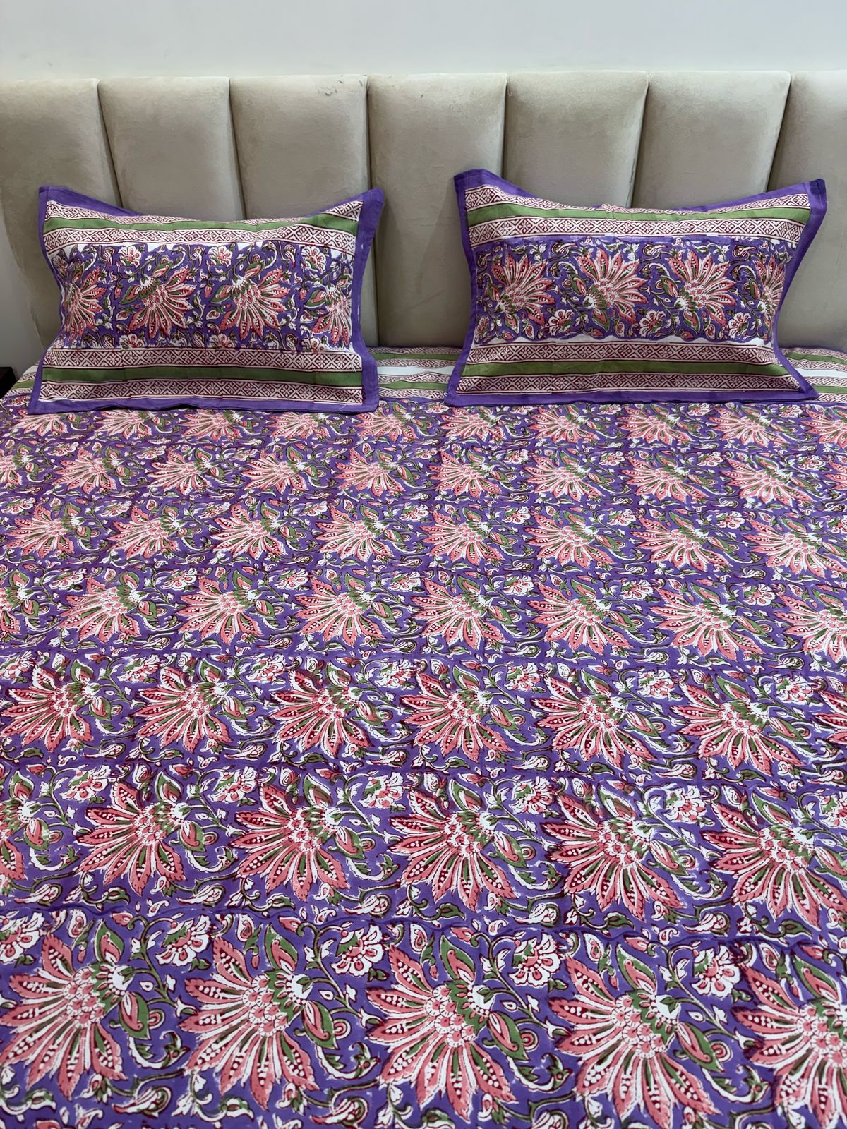 hand block printed bedsheet